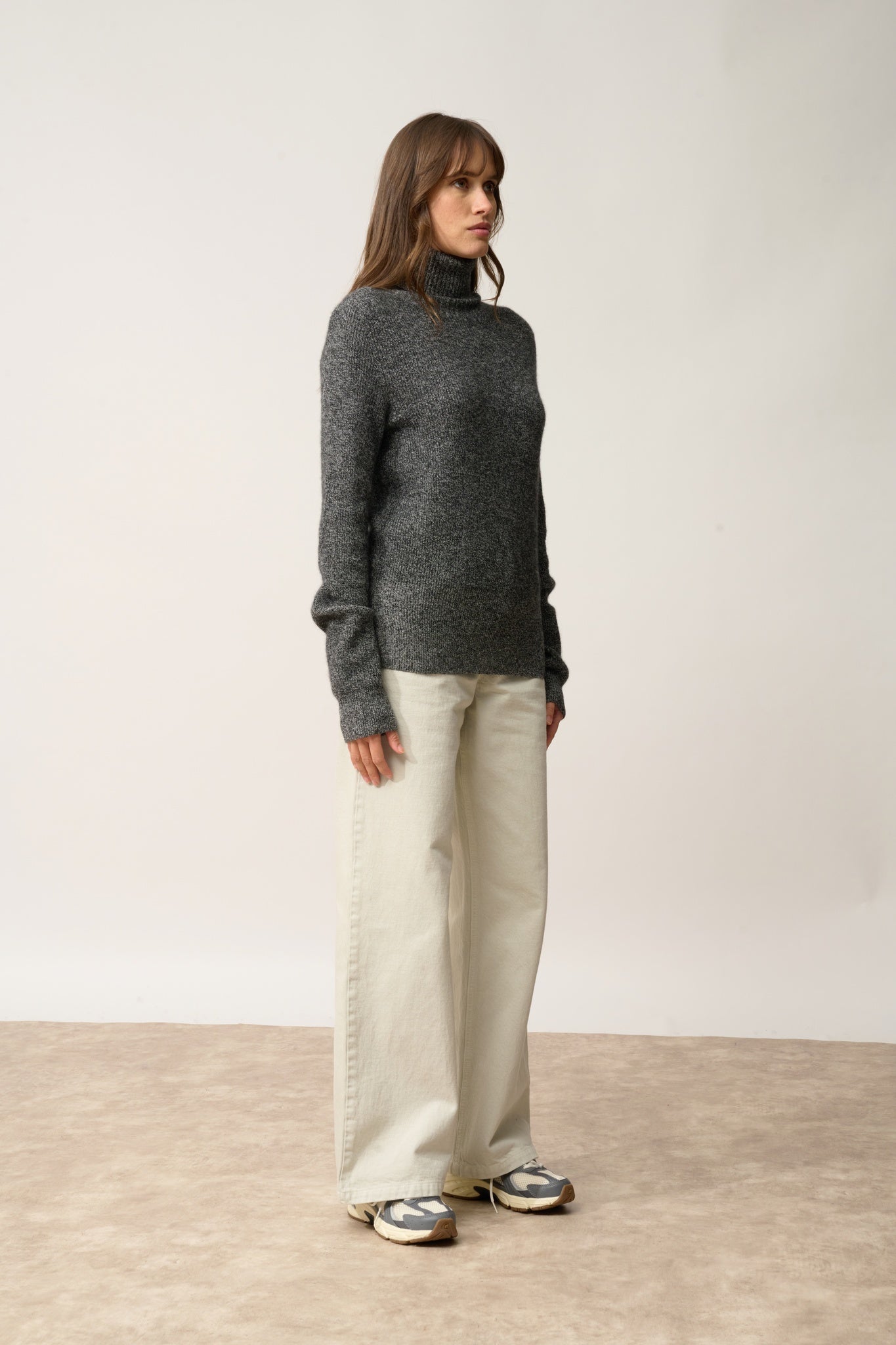 BILLY pull col roulé noir/blanc