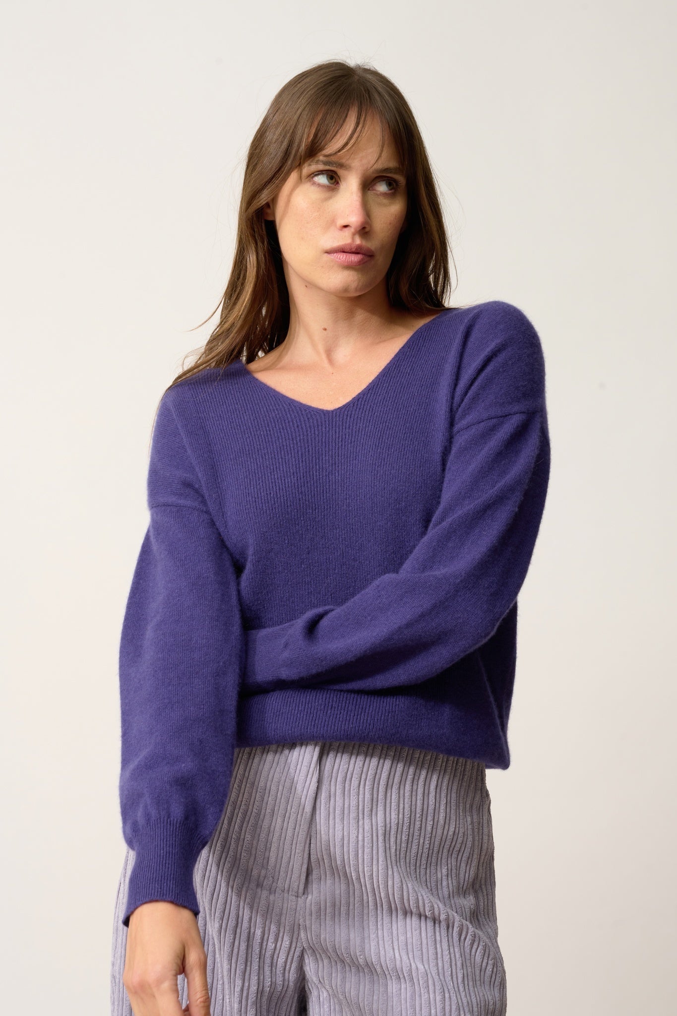BIRSE purple V-neck sweater