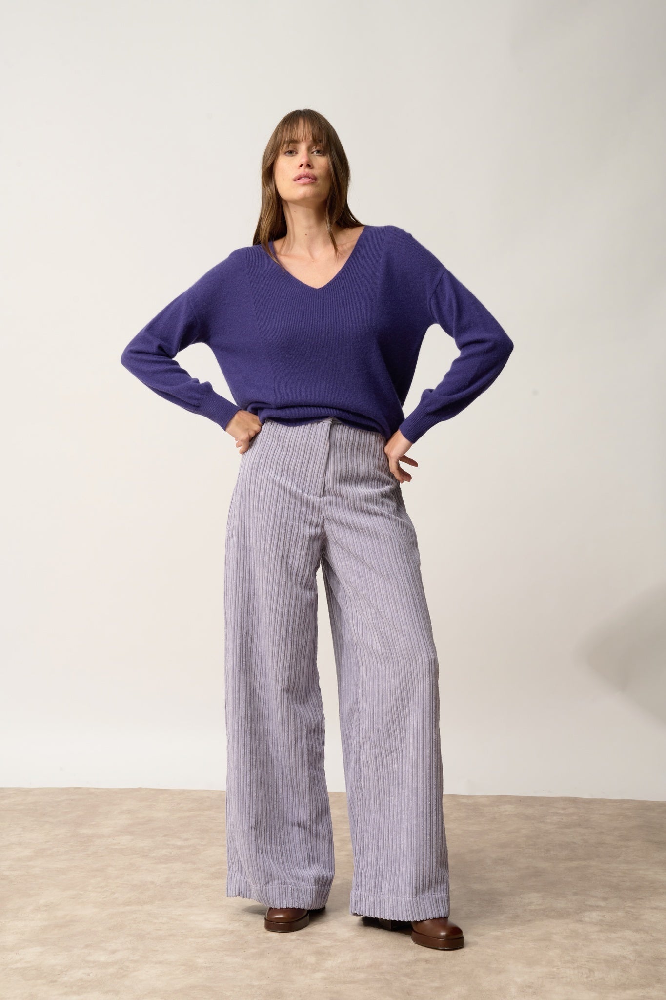 BIRSE purple V-neck sweater