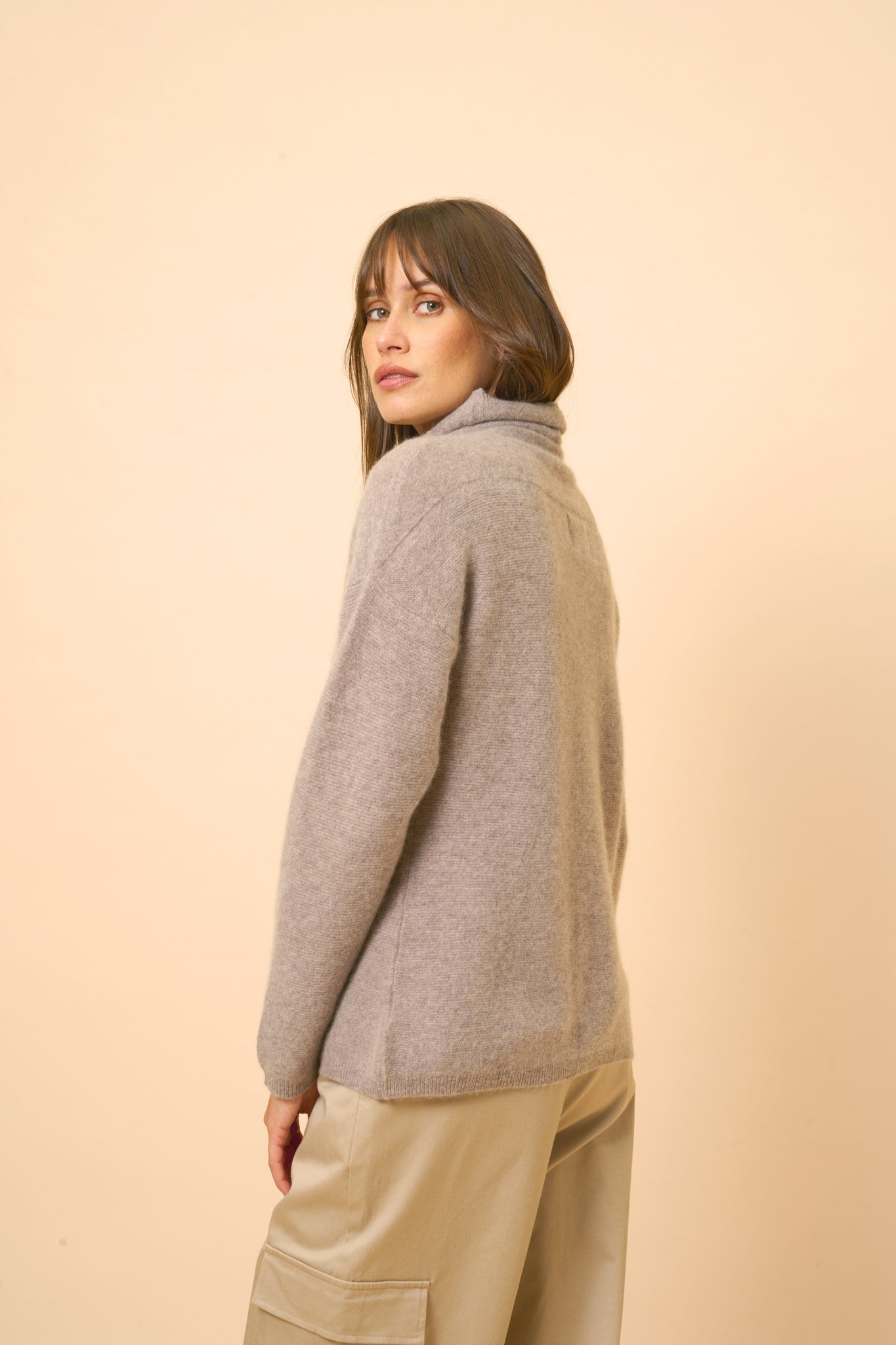 BLANTYRE pull col roulé caribou chiné