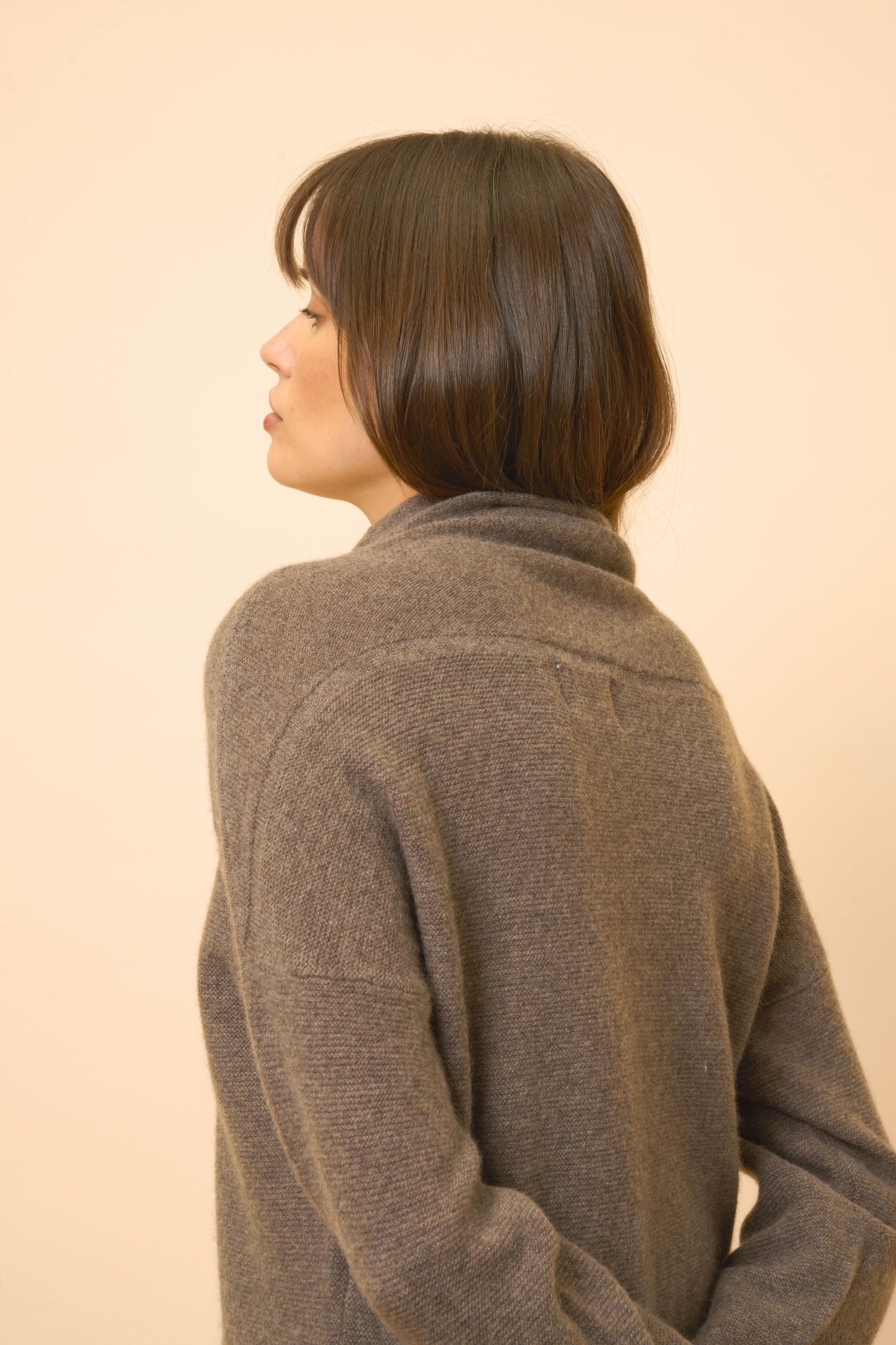 BLANTYRE pull col roulé taupe chiné