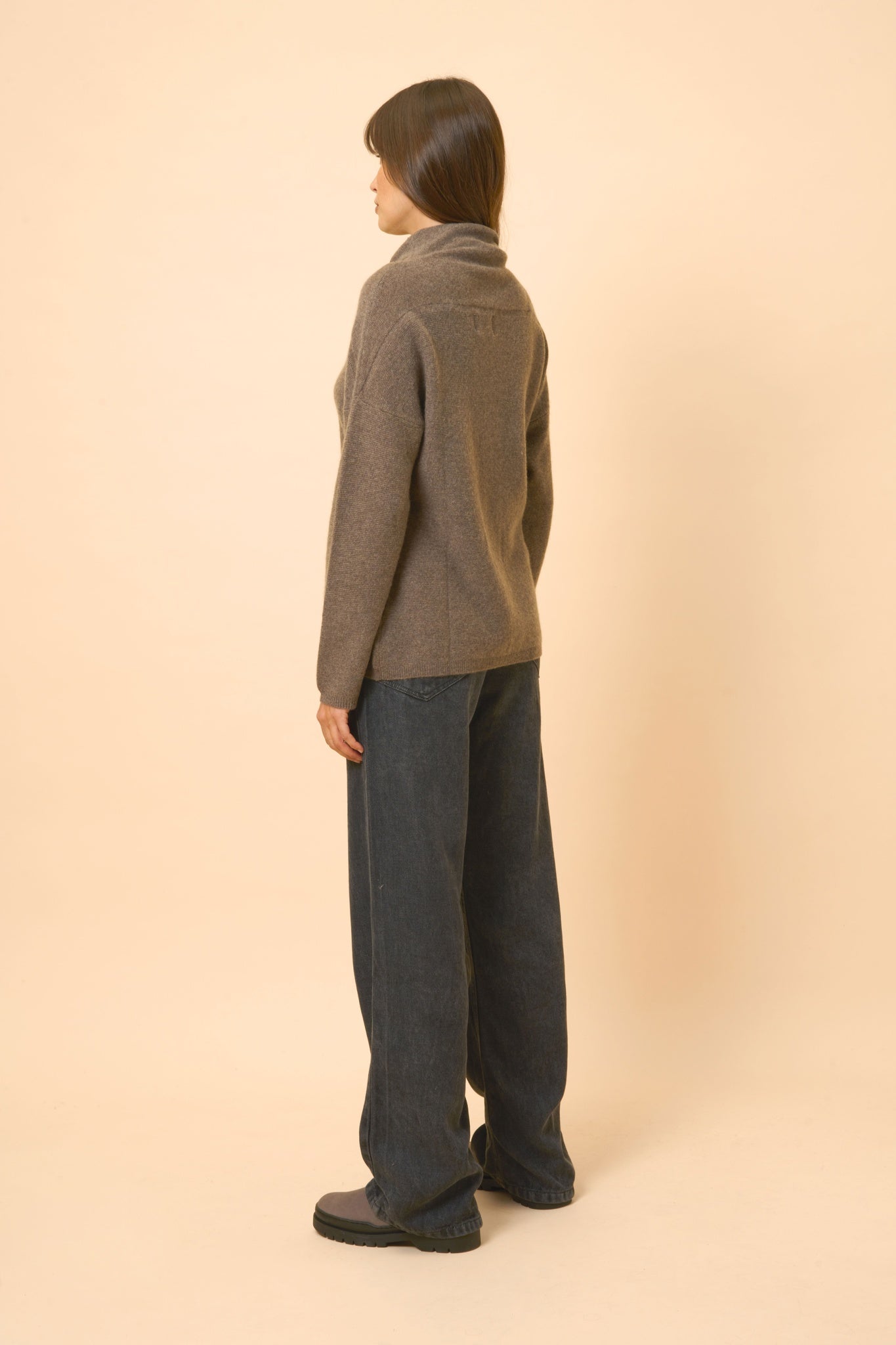 BLANTYRE taupe mottled turtleneck sweater