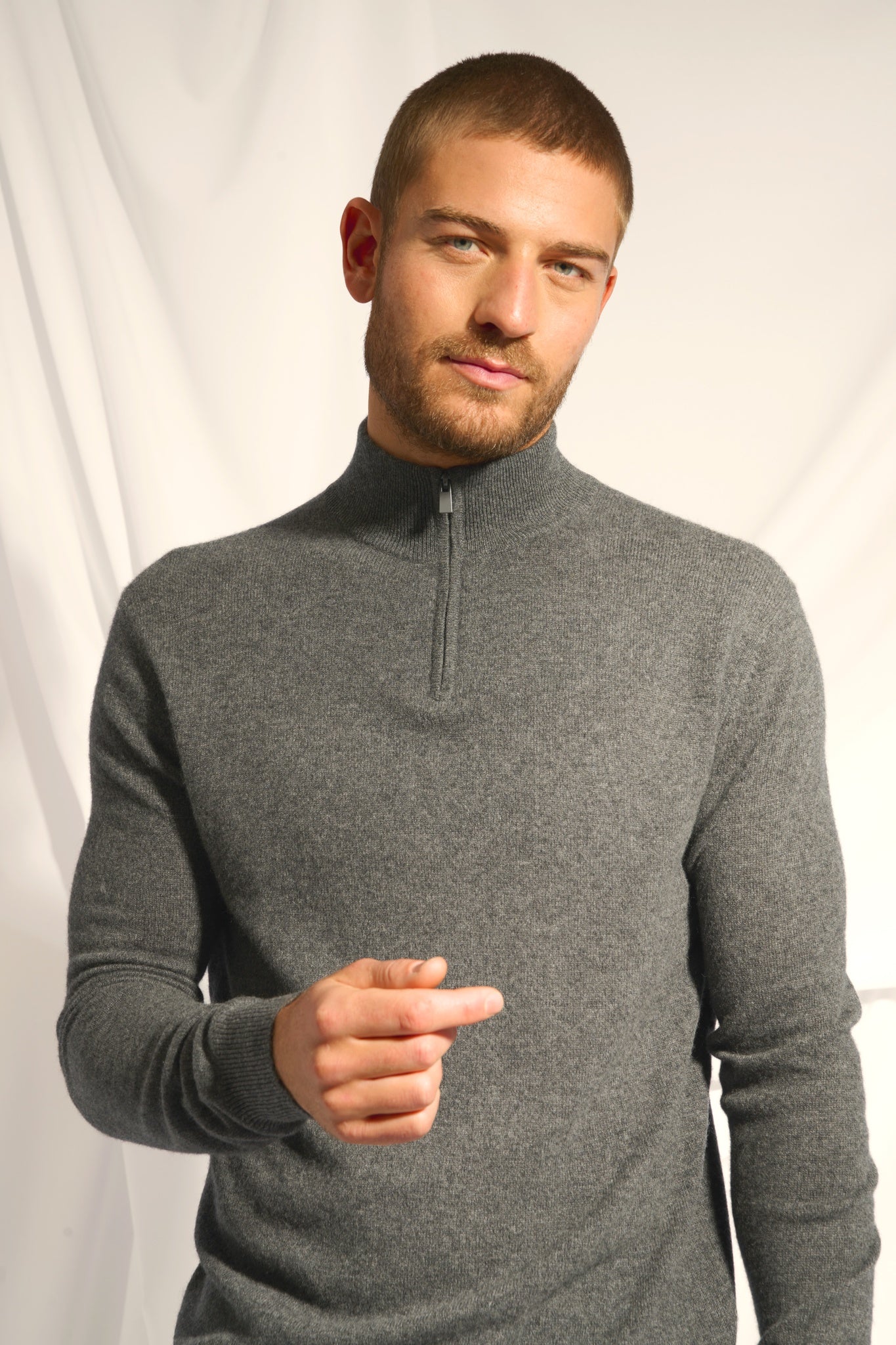 BRADLEY pull col camionneur anthracite chiné