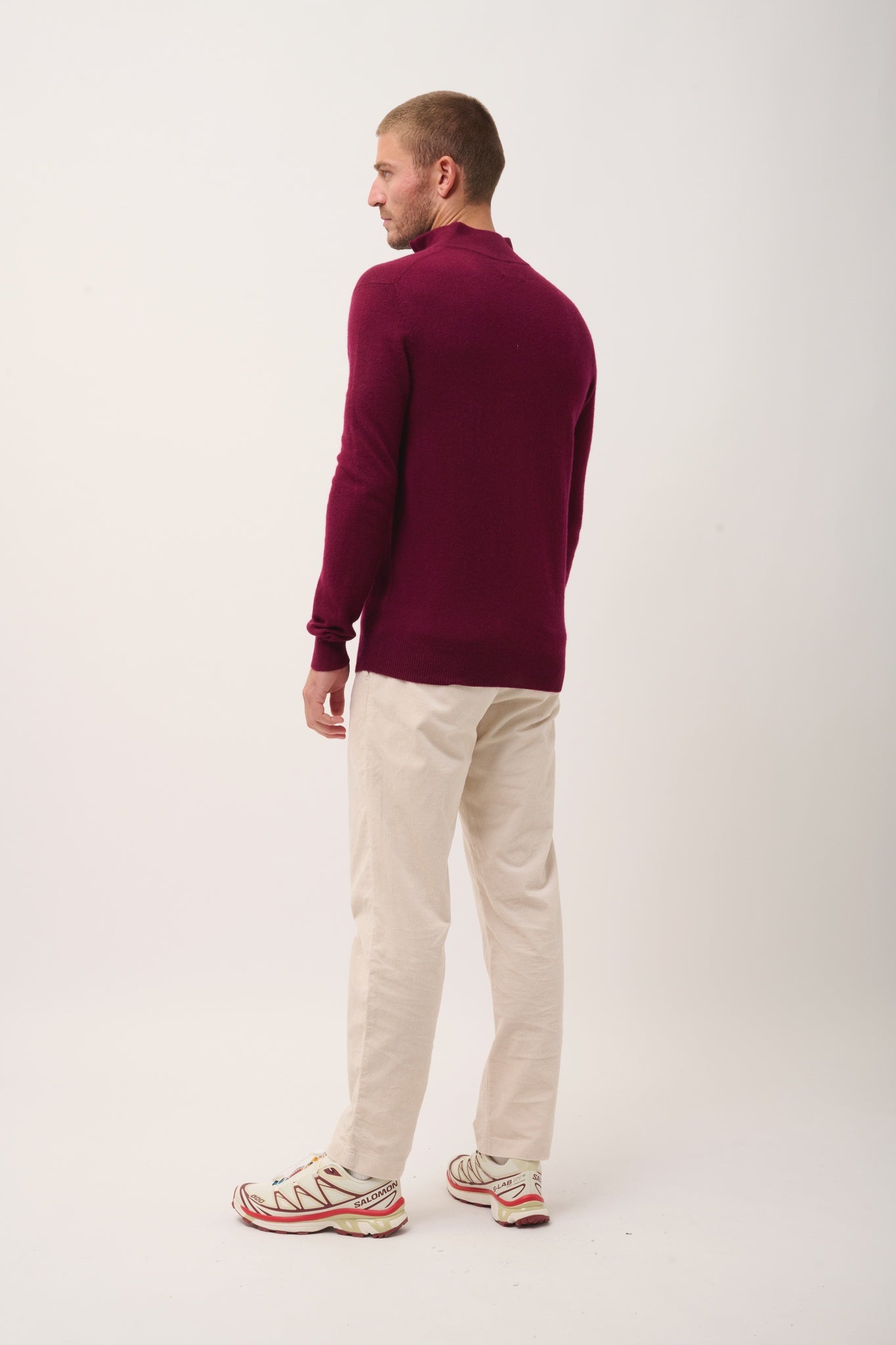 BRADLEY burgundy trucker collar sweater