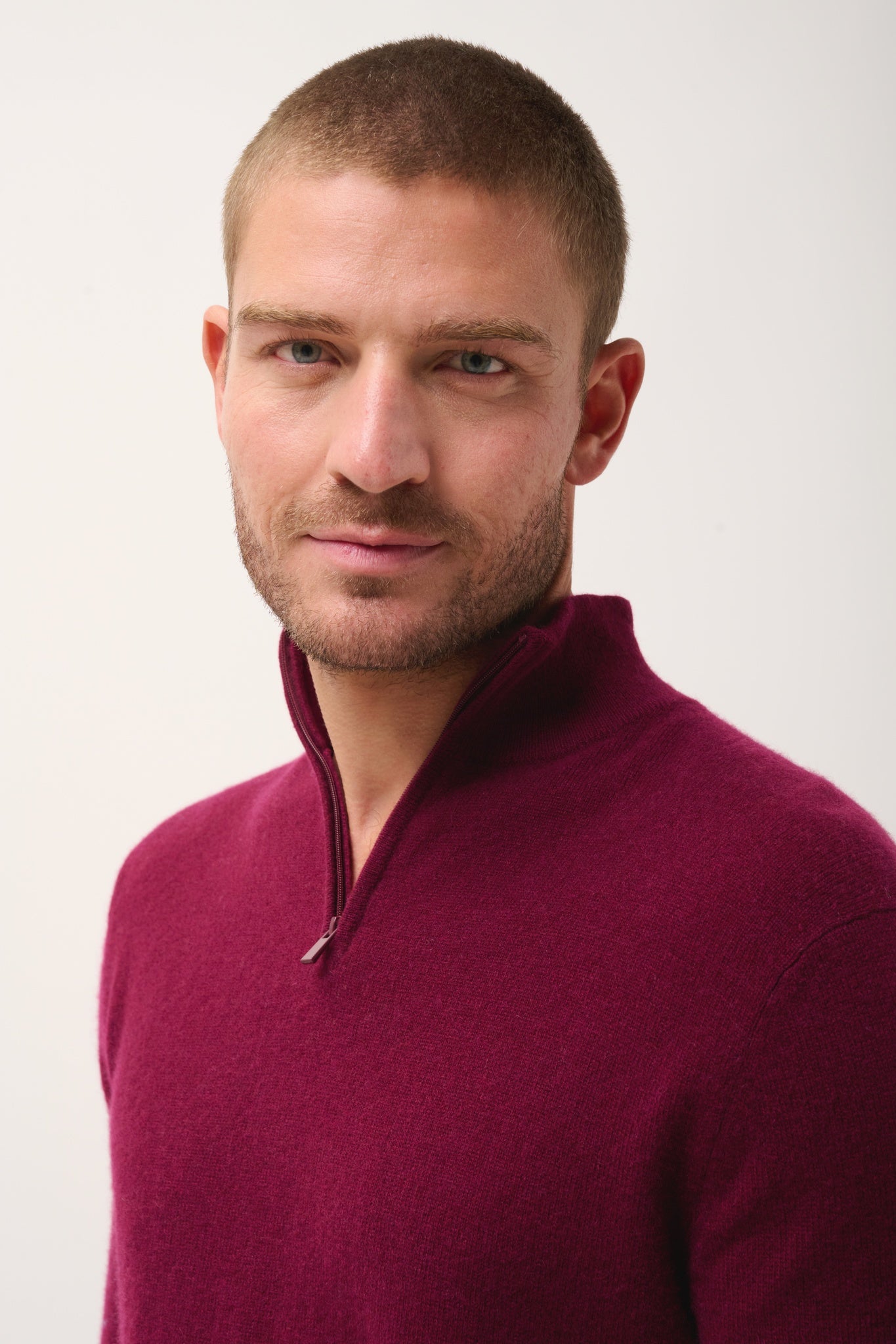 BRADLEY burgundy trucker collar sweater