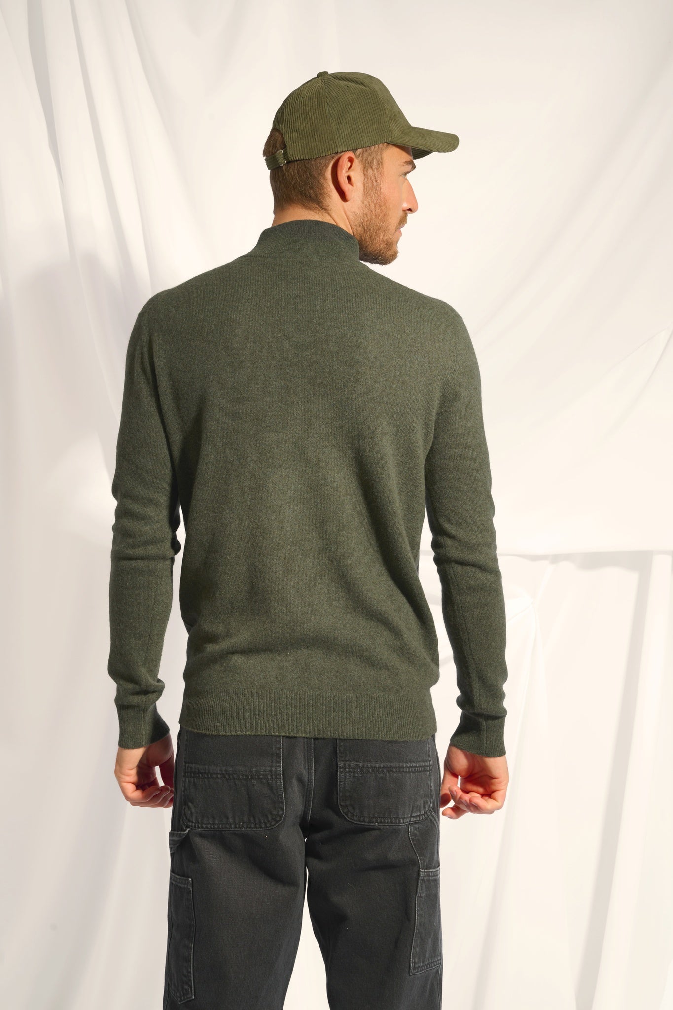 BRADLEY khaki mottled trucker-neck sweater
