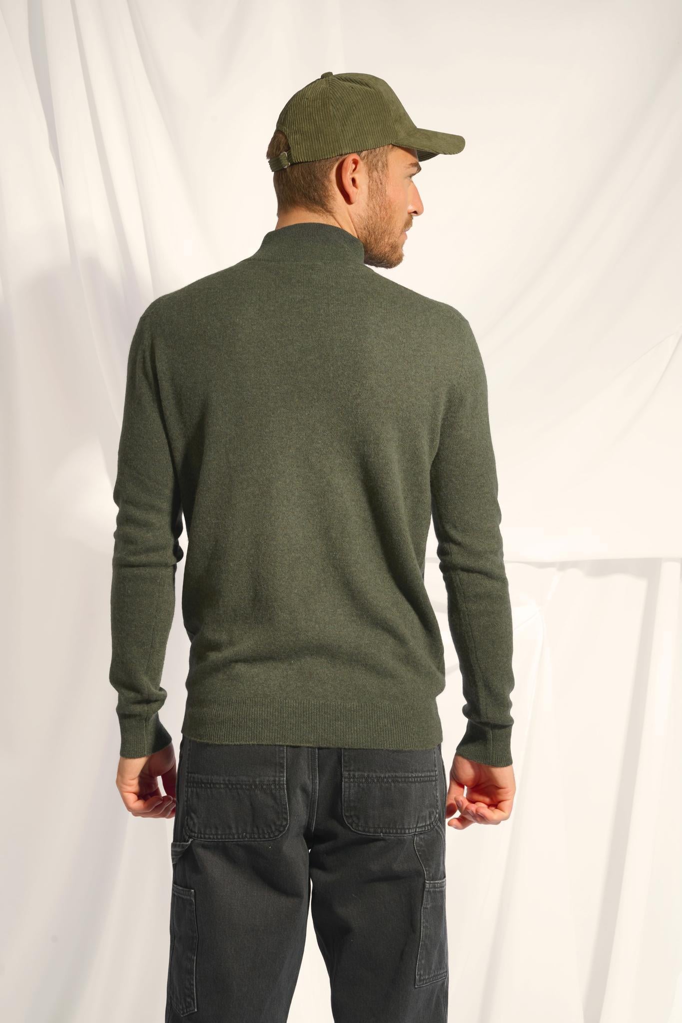 BRADLEY khaki mottled trucker-neck sweater