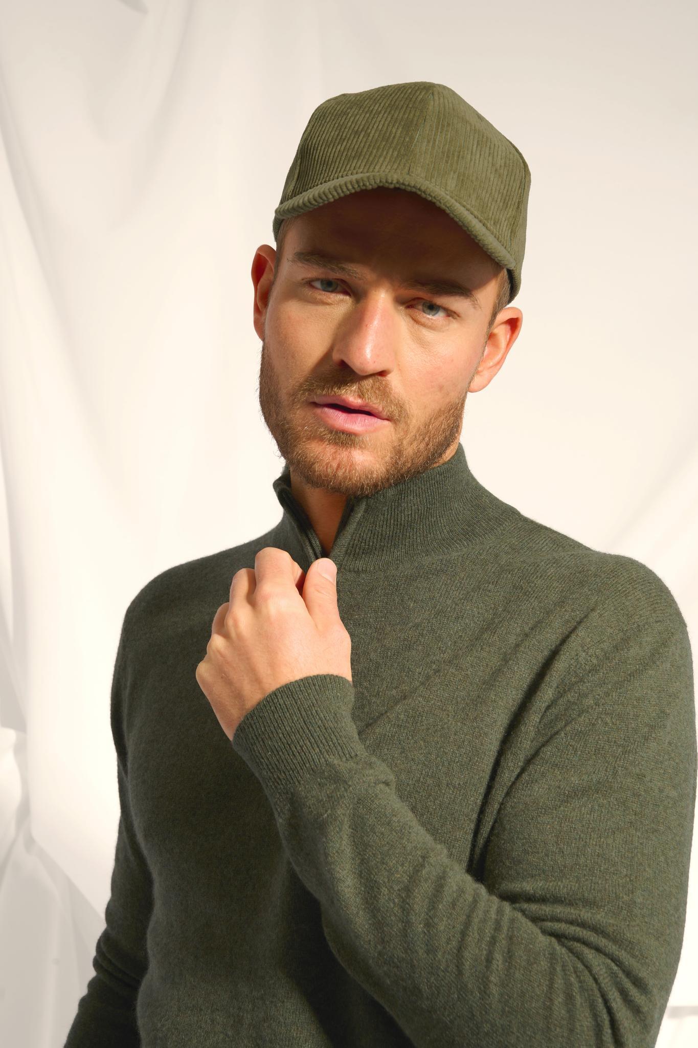 BRADLEY khaki mottled trucker-neck sweater