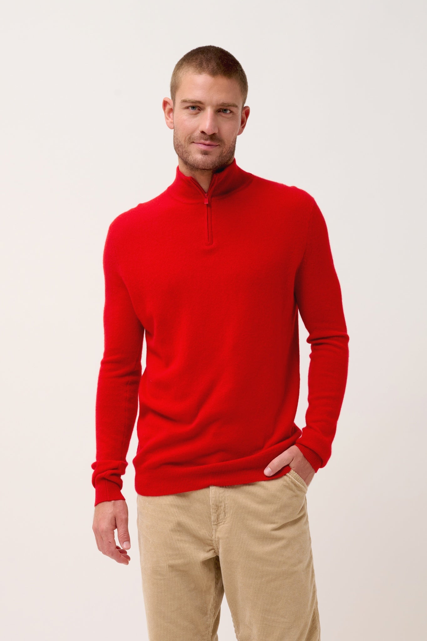 BRADLEY pull col camionneur rouge