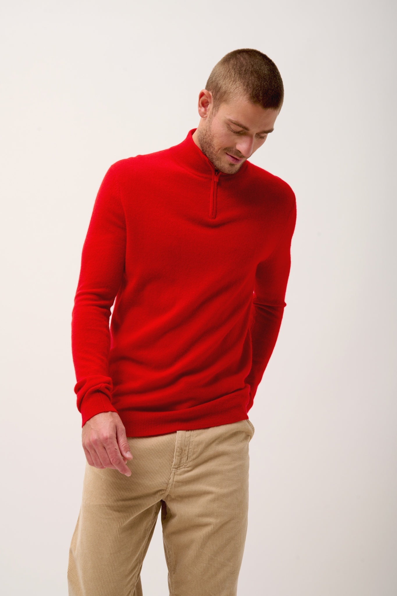 BRADLEY pull col camionneur rouge