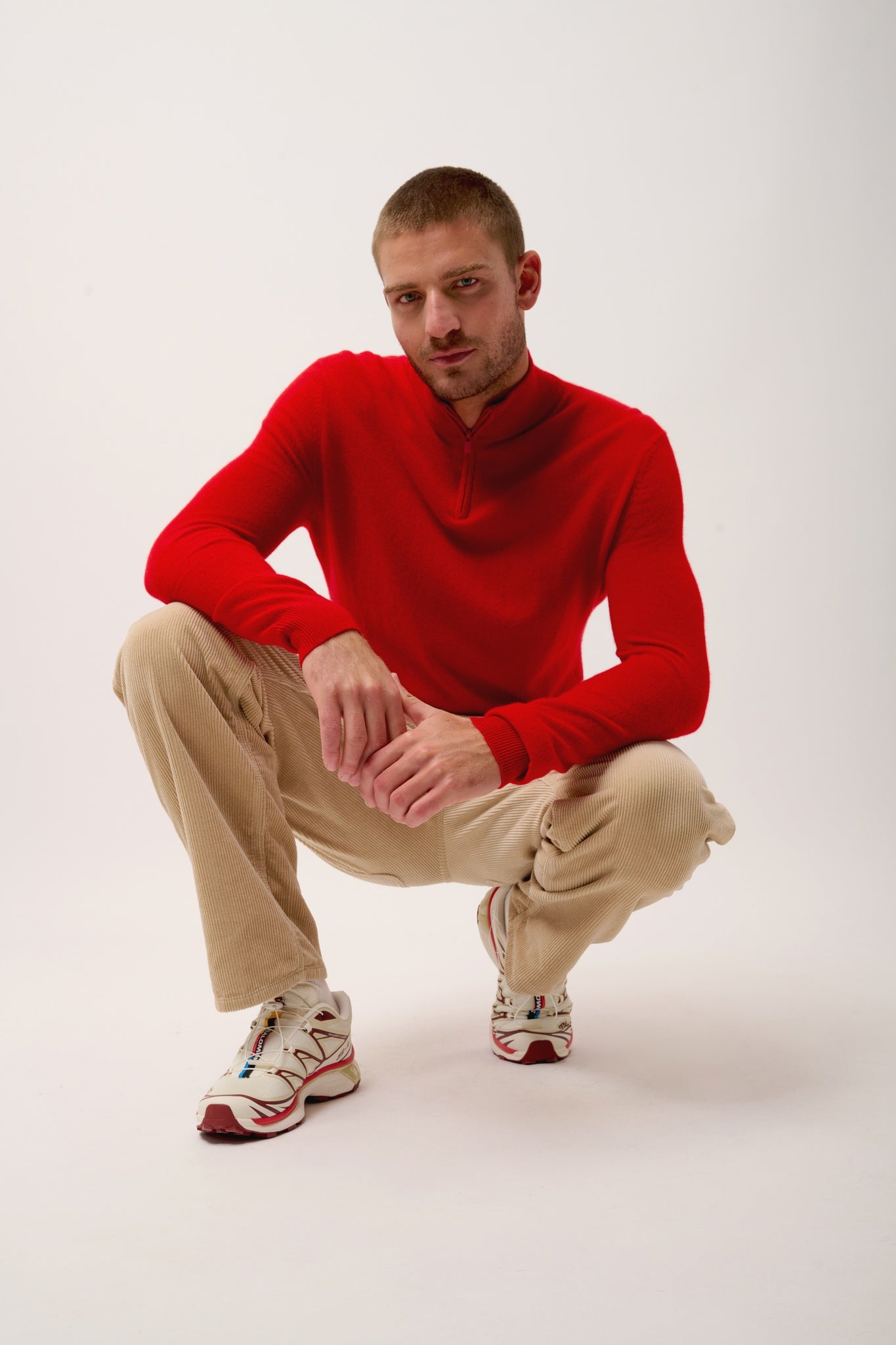 BRADLEY pull col camionneur rouge