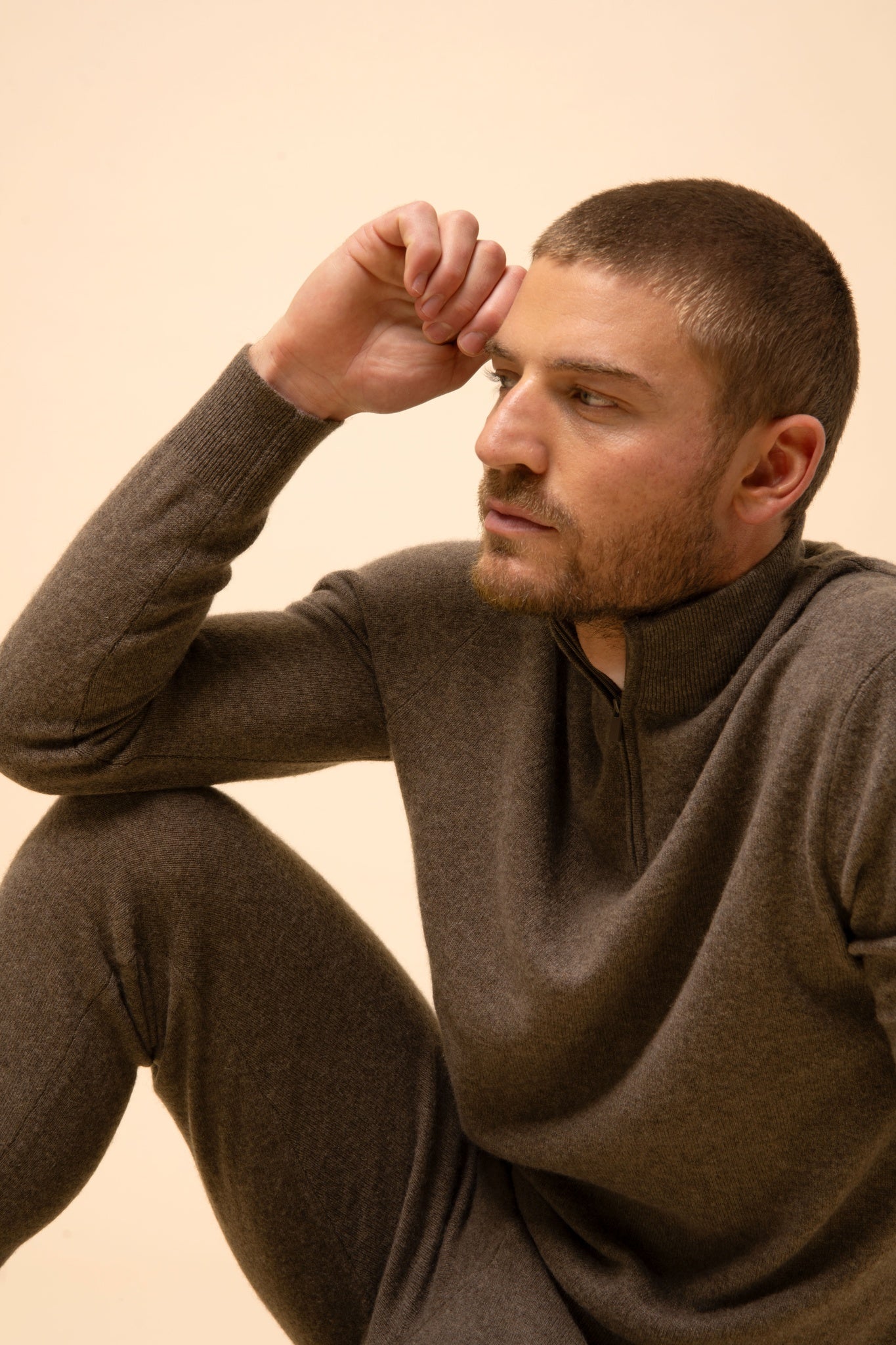 BRADLEY pull col camionneur taupe chiné