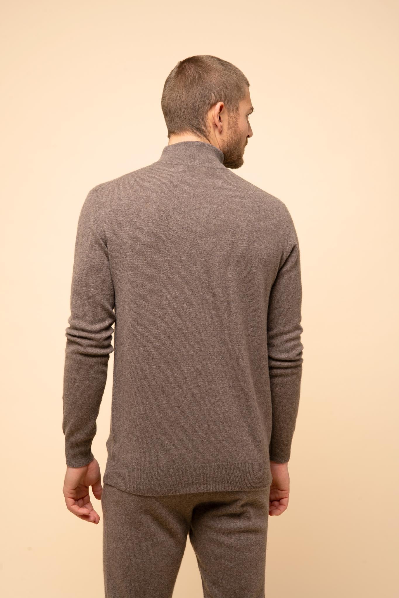 BRADLEY taupe mottled trucker-neck sweater