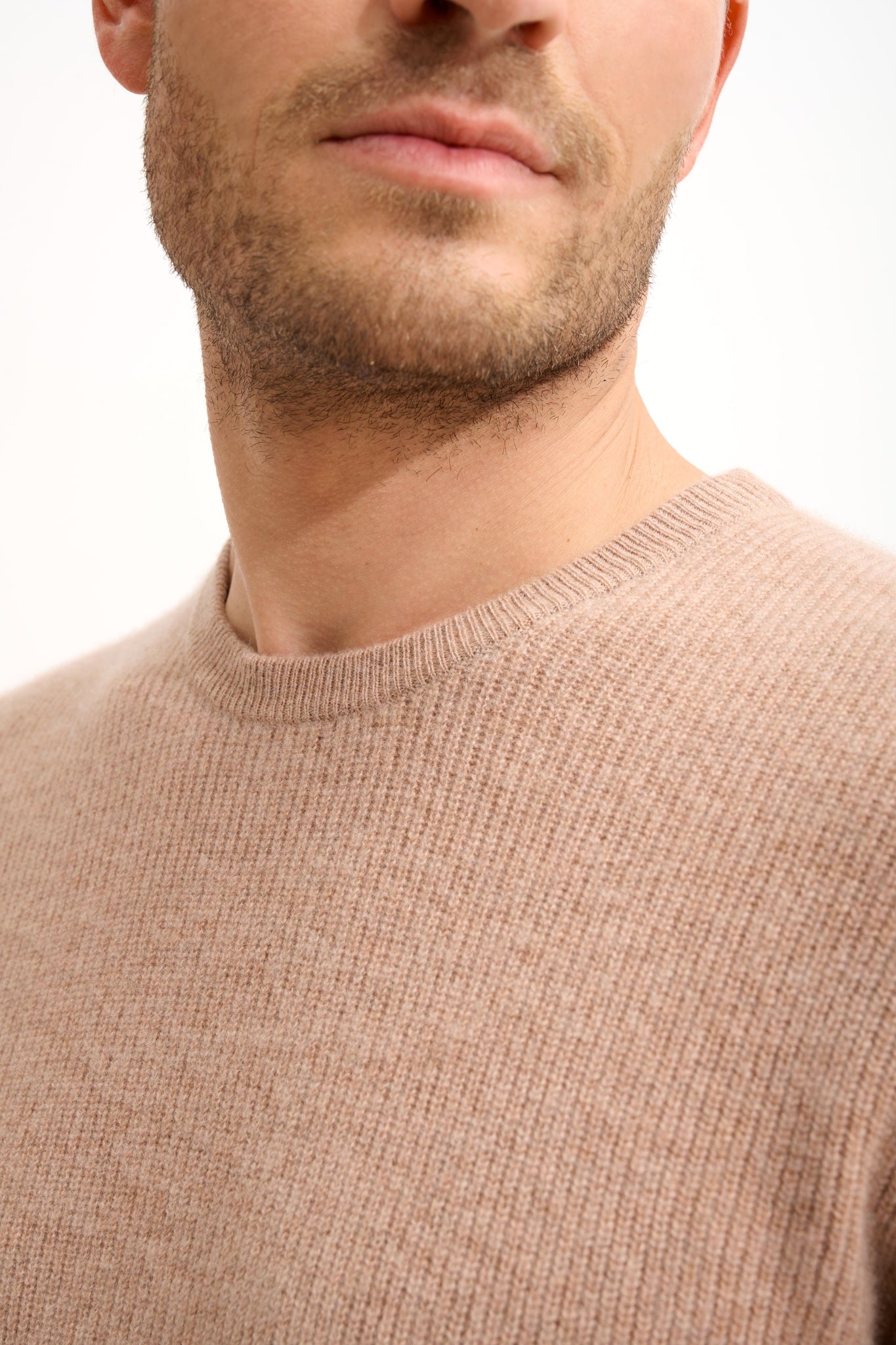 BRENNAN pull col rond camel chiné