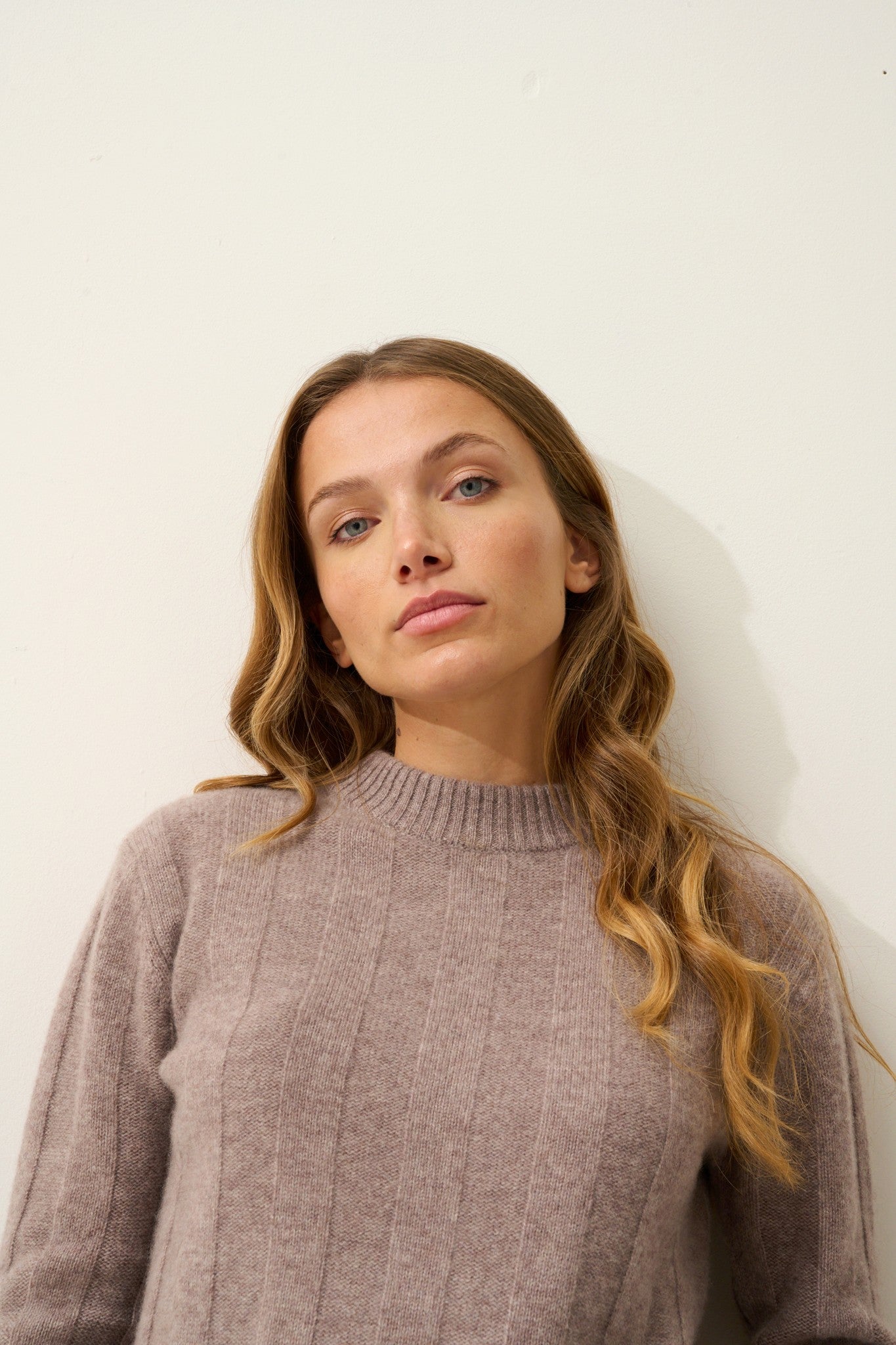 calindra pull col rond 4 fils caribou chiné 100% cachemire