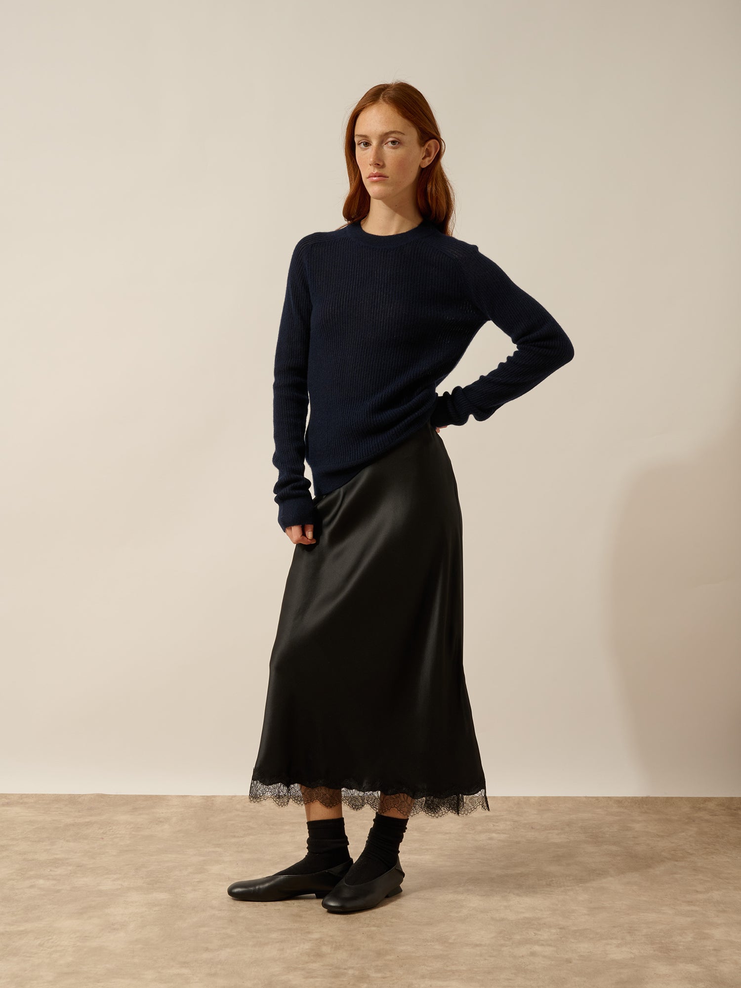 CALLIE pull col rond navy