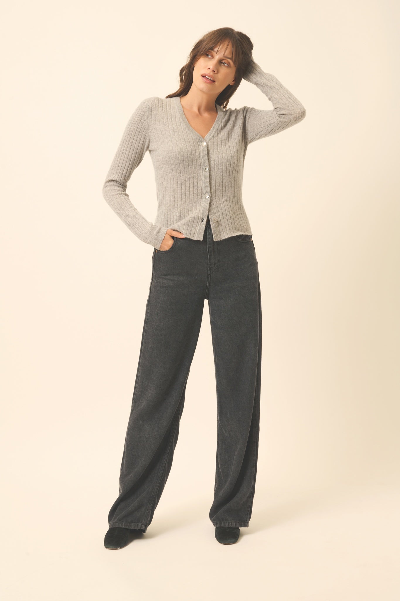 CAMILLE v-neck cardigan nuage chiné