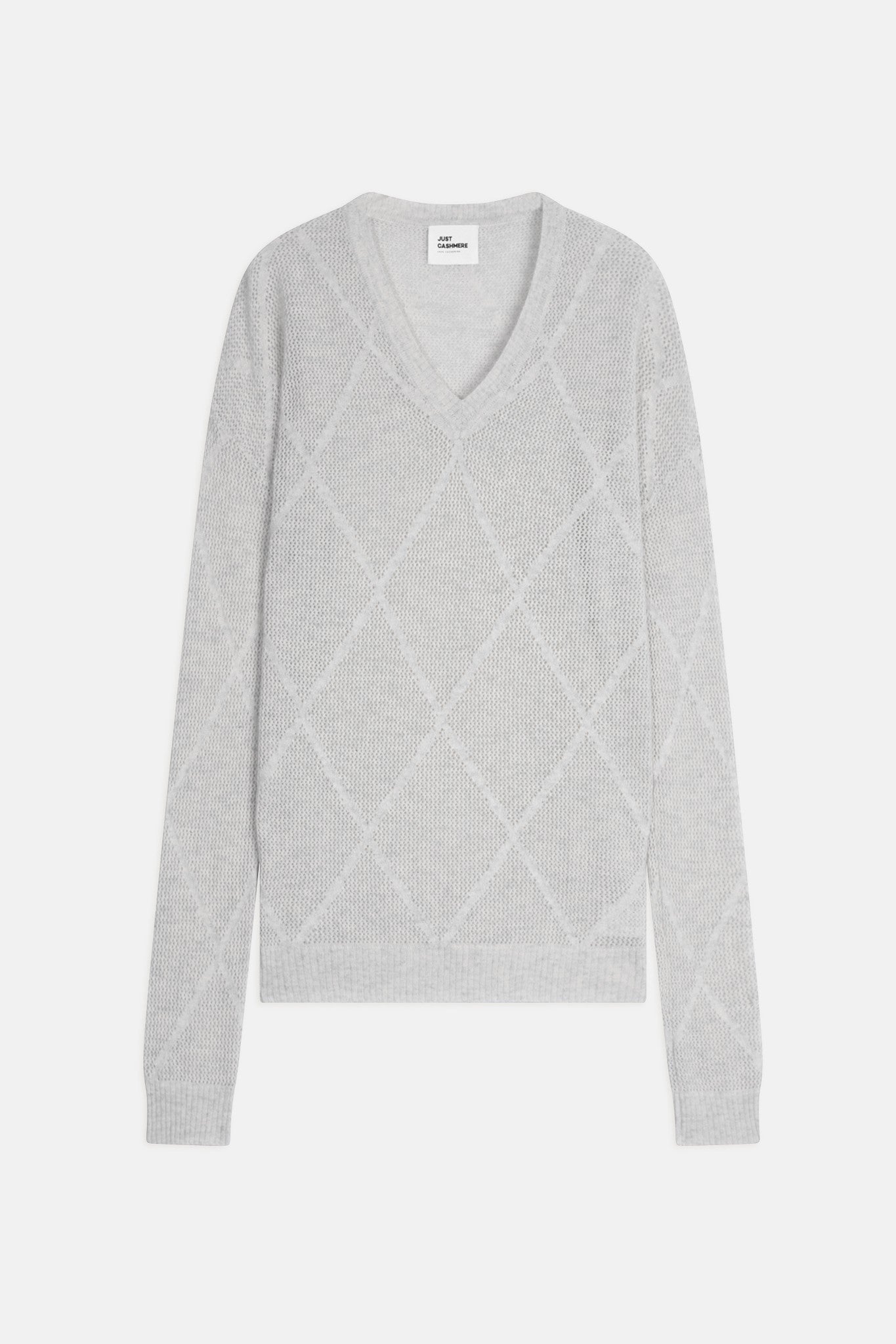 capucine pull col v gris perle chiné