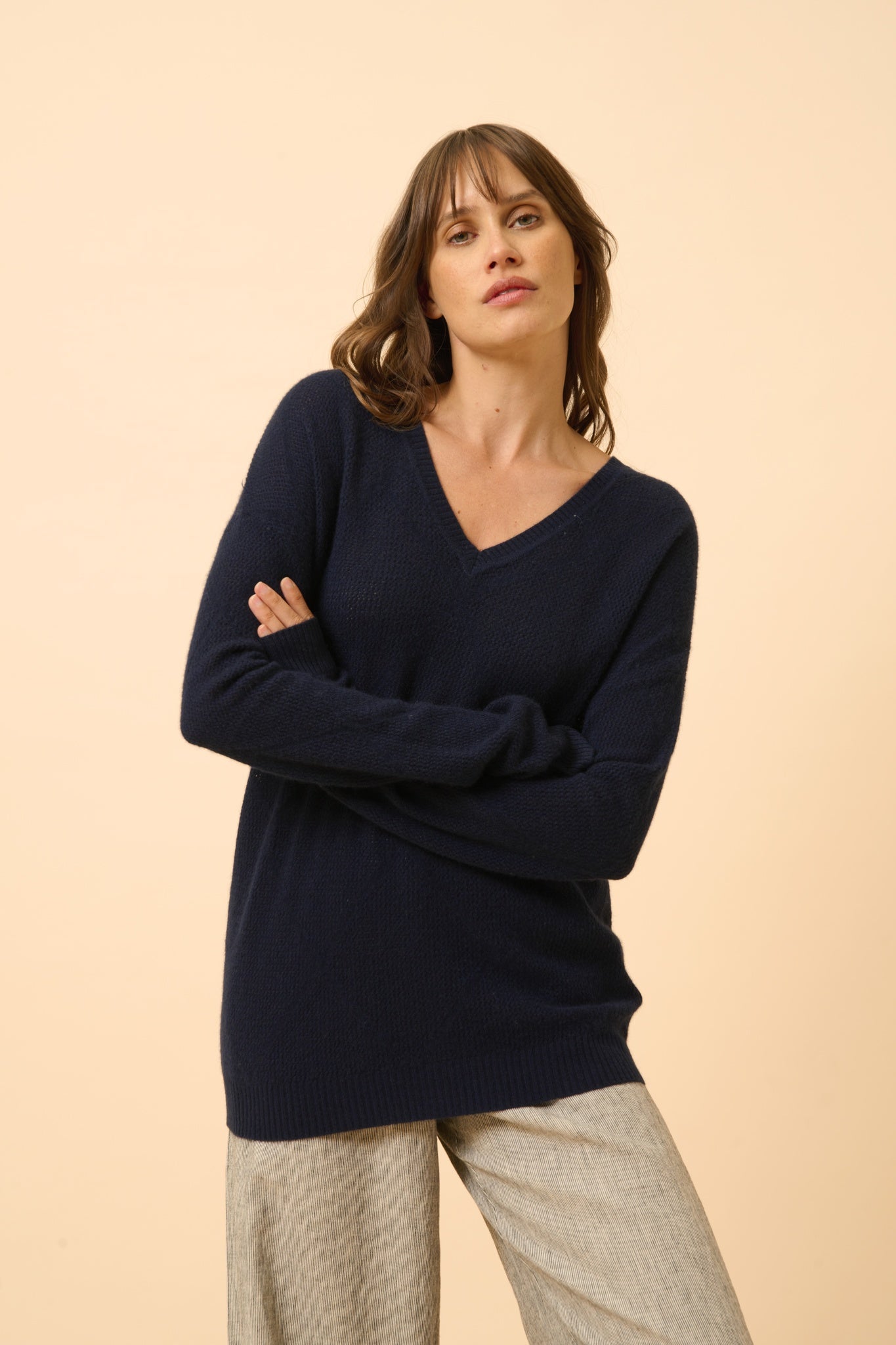 CAPUCINE v-neck sweater navy