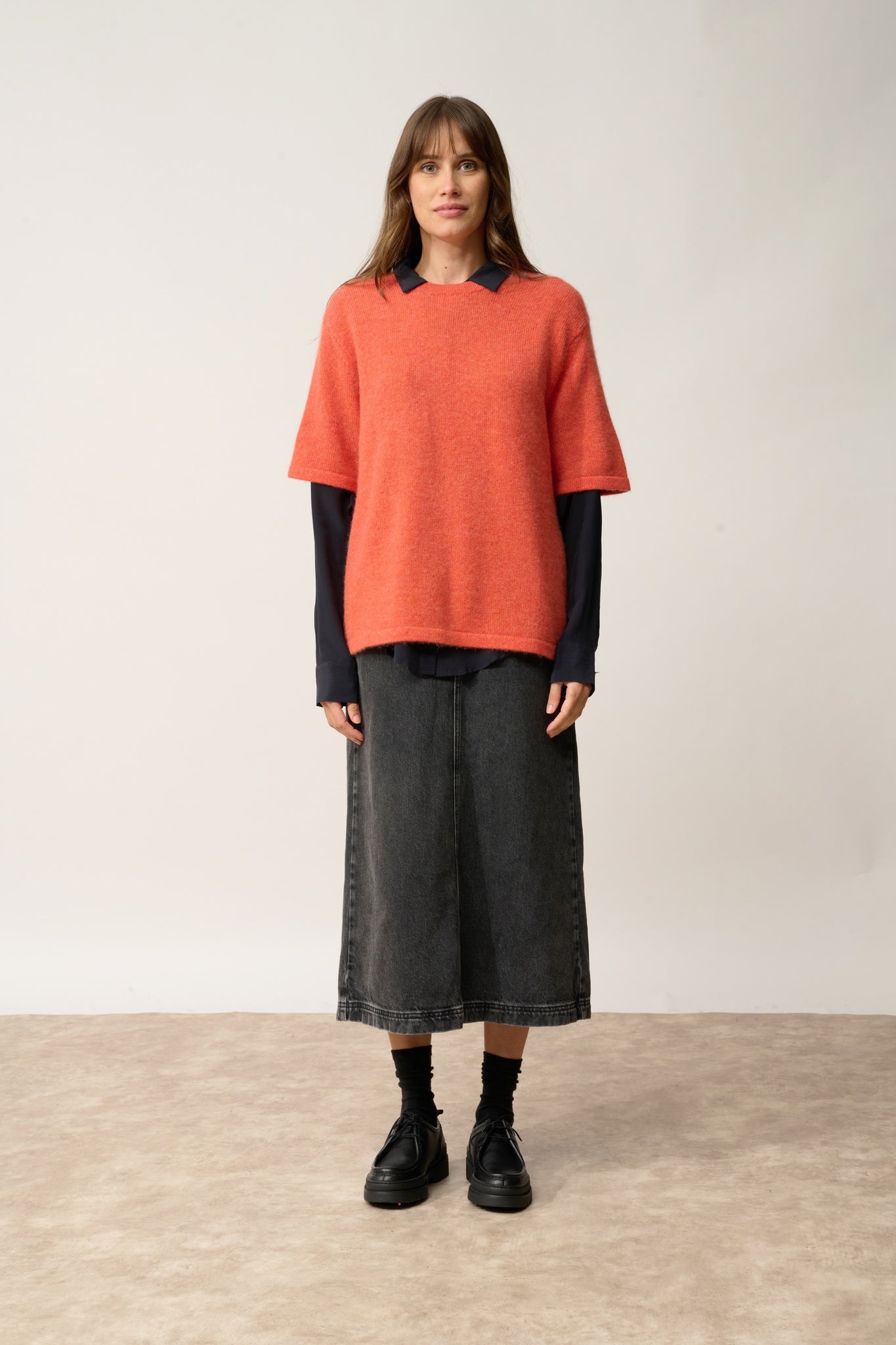 CARLA t-shirt col rond orange chiné