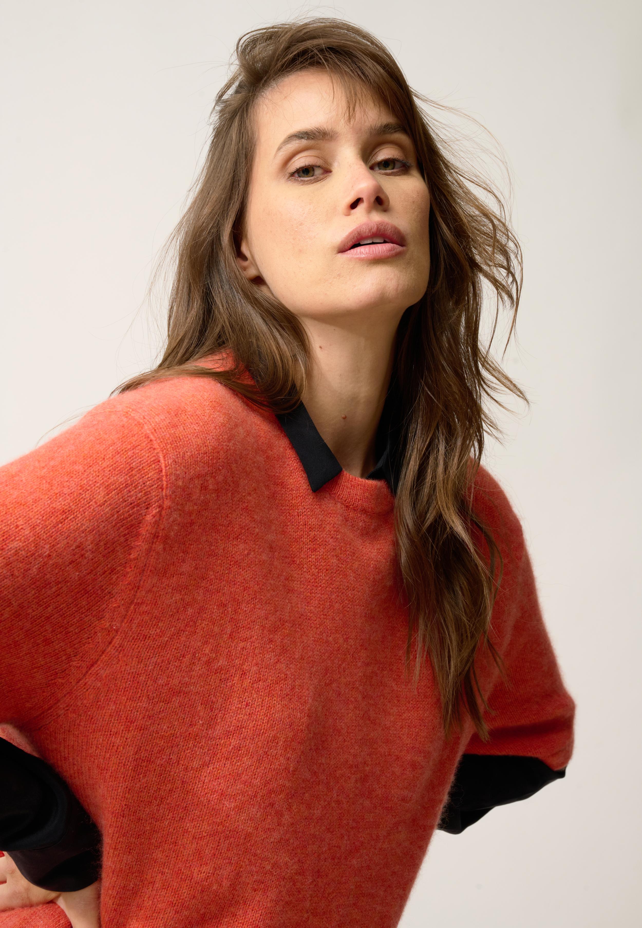CARLA t-shirt col rond orange chiné