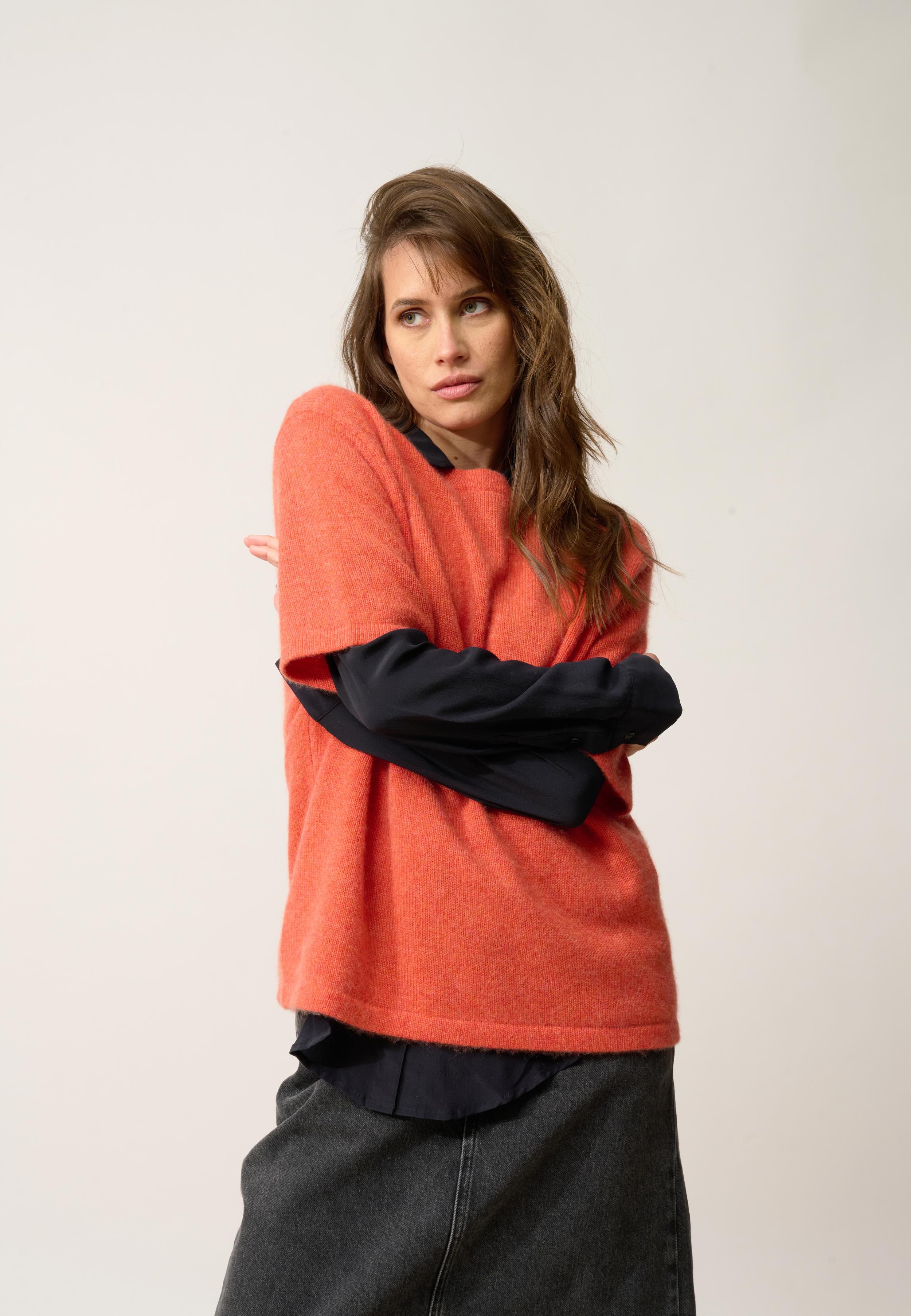 CARLA t-shirt col rond orange chiné