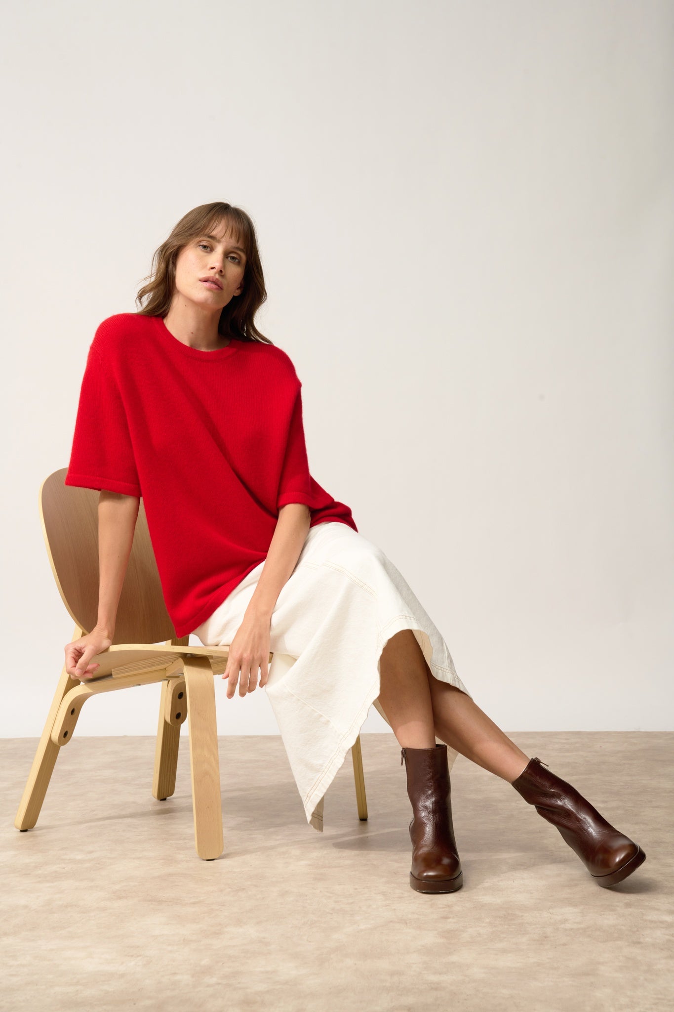 CARLA t-shirt col rond rouge