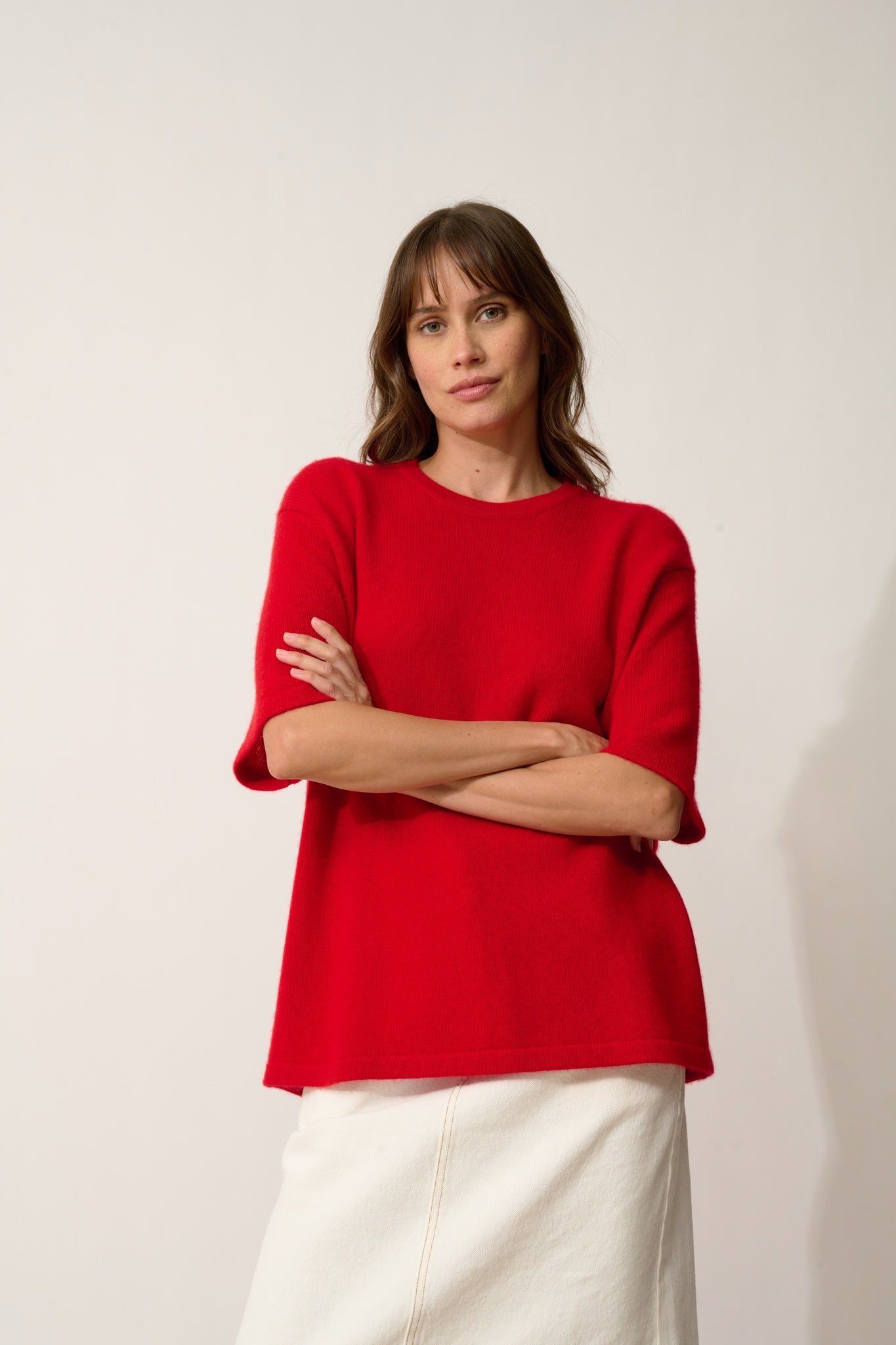 CARLA t-shirt col rond rouge