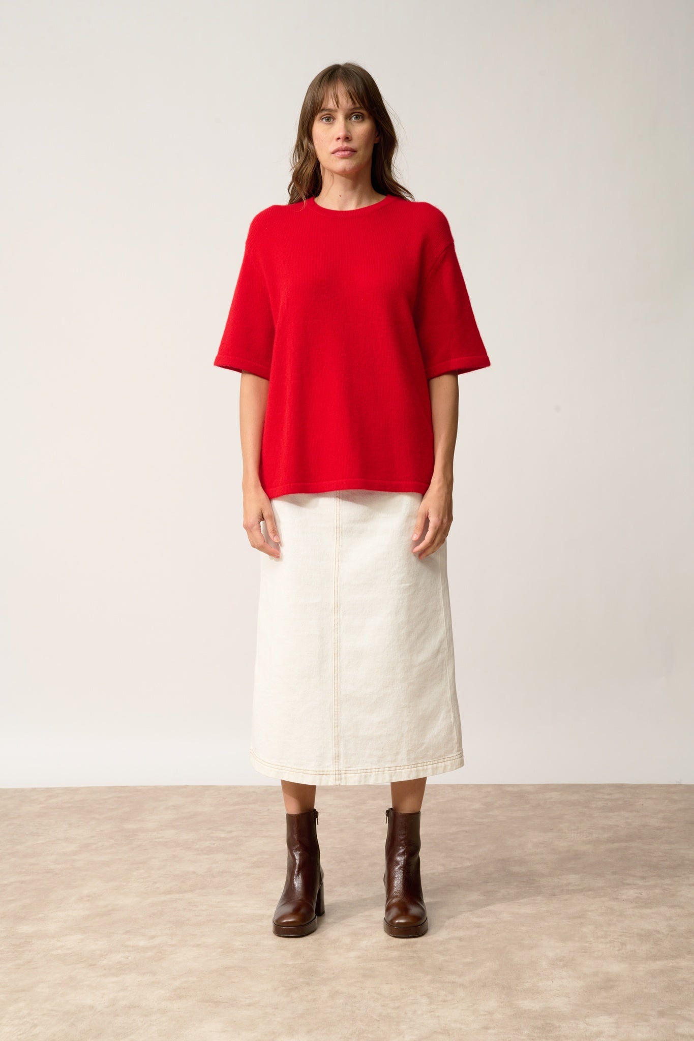 CARLA t-shirt col rond rouge