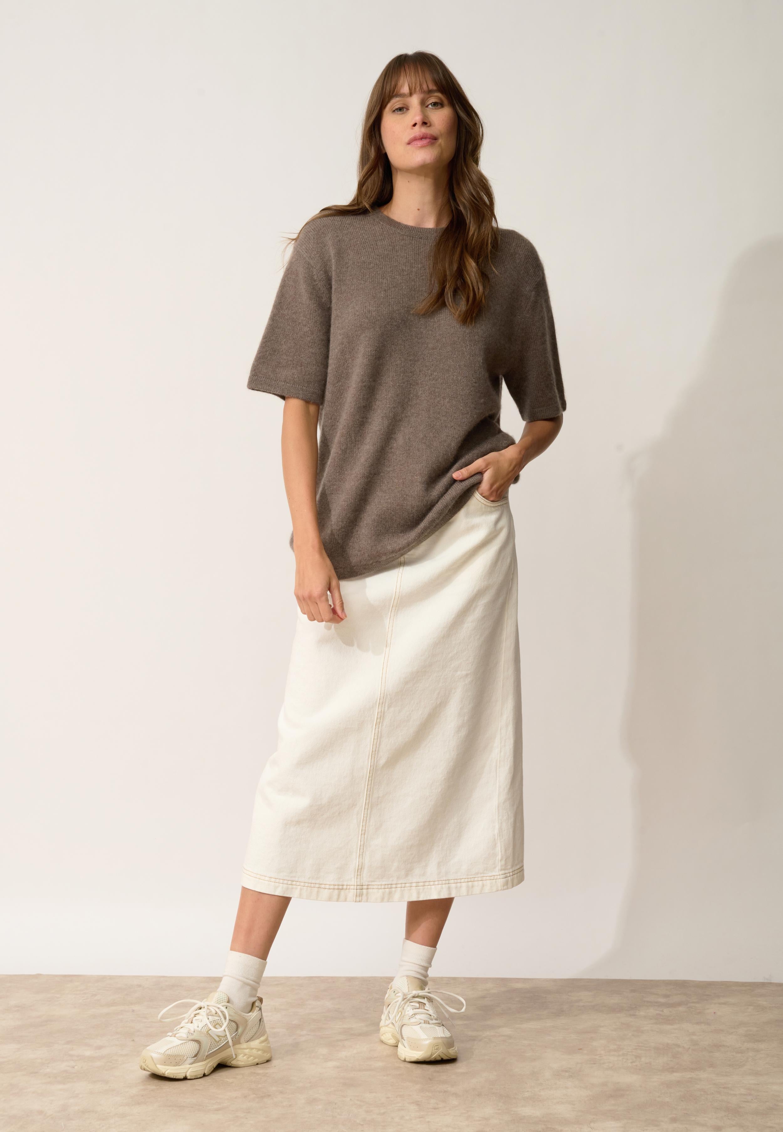 CARLA t-shirt col rond taupe chiné