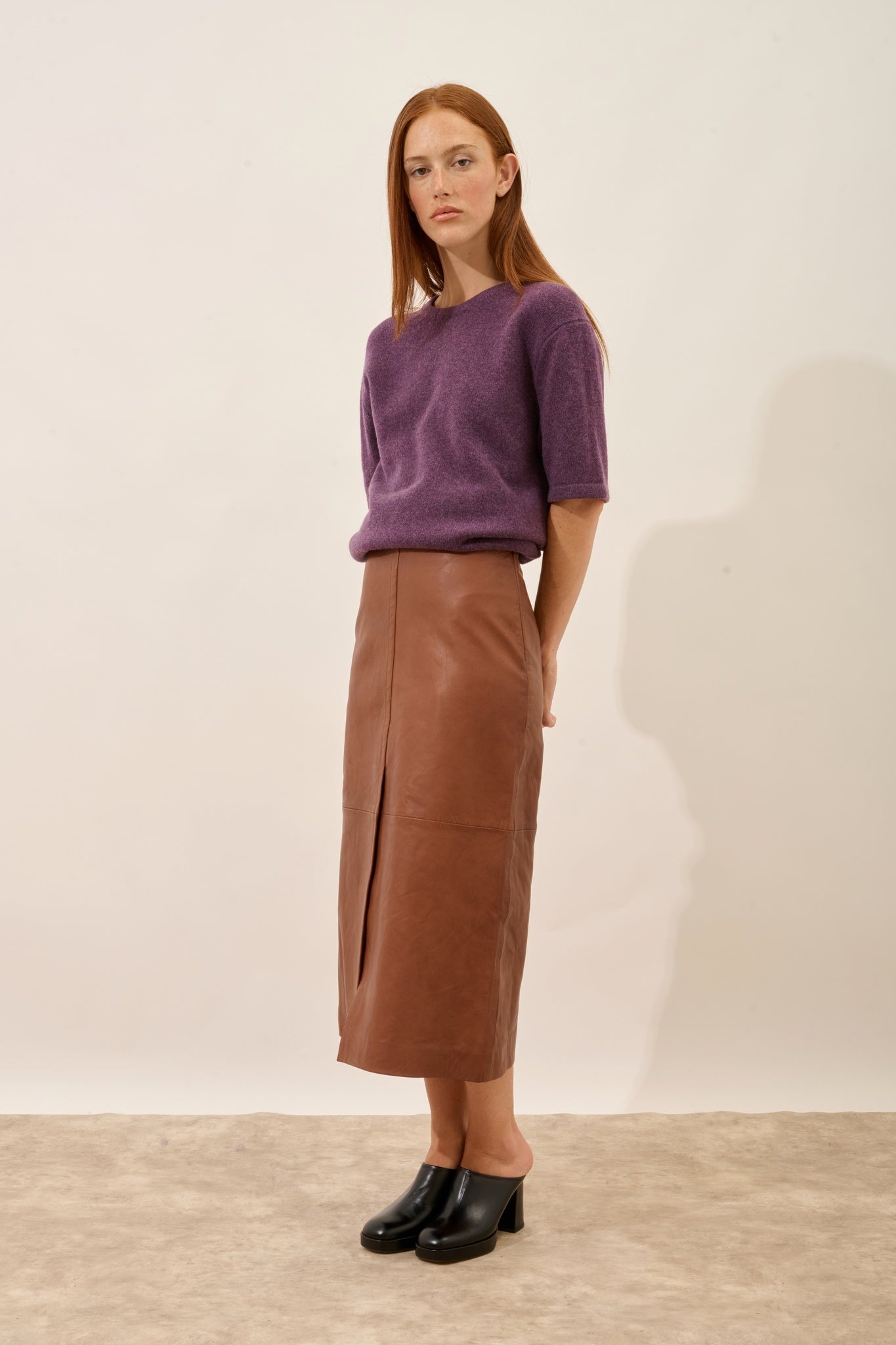 CARLA t-shirt col rond violet chiné