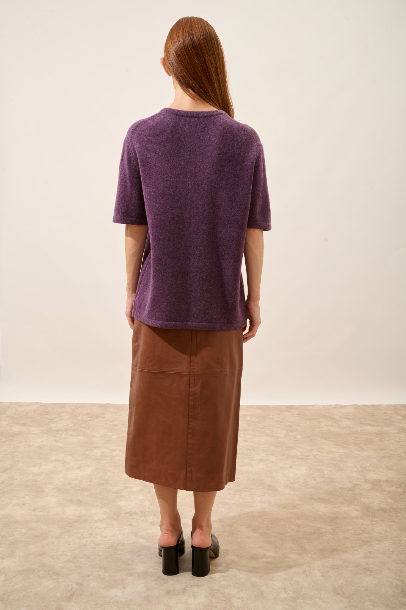 CARLA t-shirt col rond violet chiné