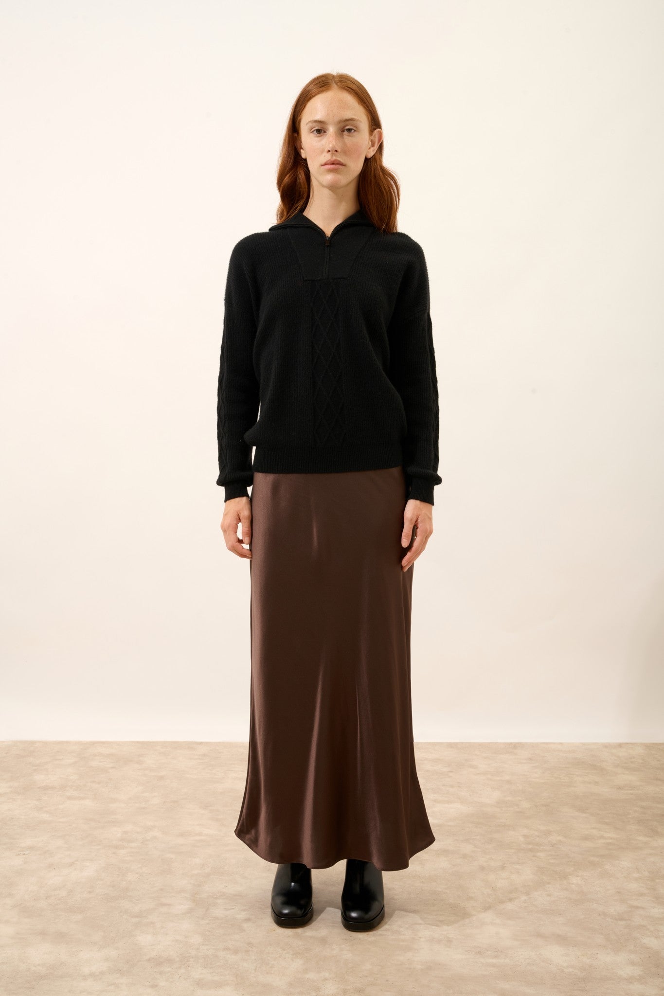 cassiopée pull camionneur noir 100% cachemire