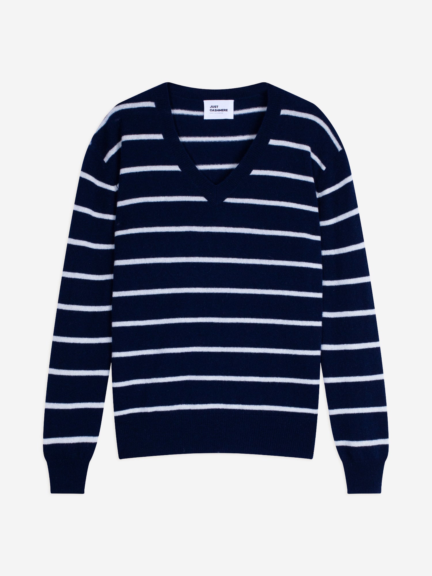 CÉLIMÉE two-tone navy/ivory V-neck sweater