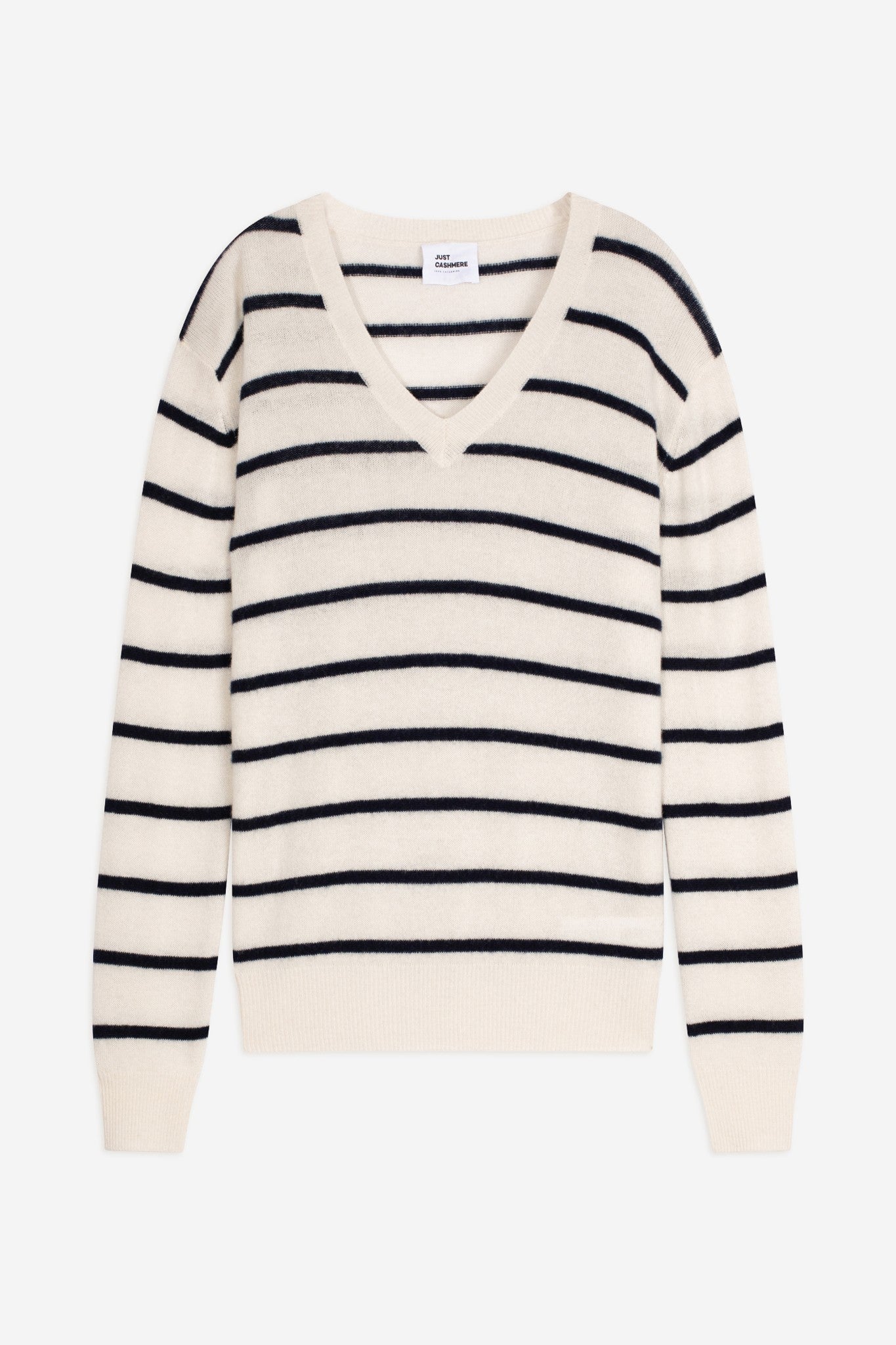 célimée pull col v bi-color navy/ivoire