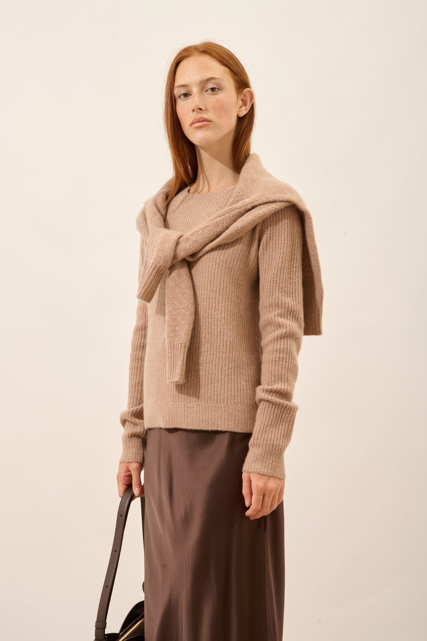 CETAN pull col rond camel chiné