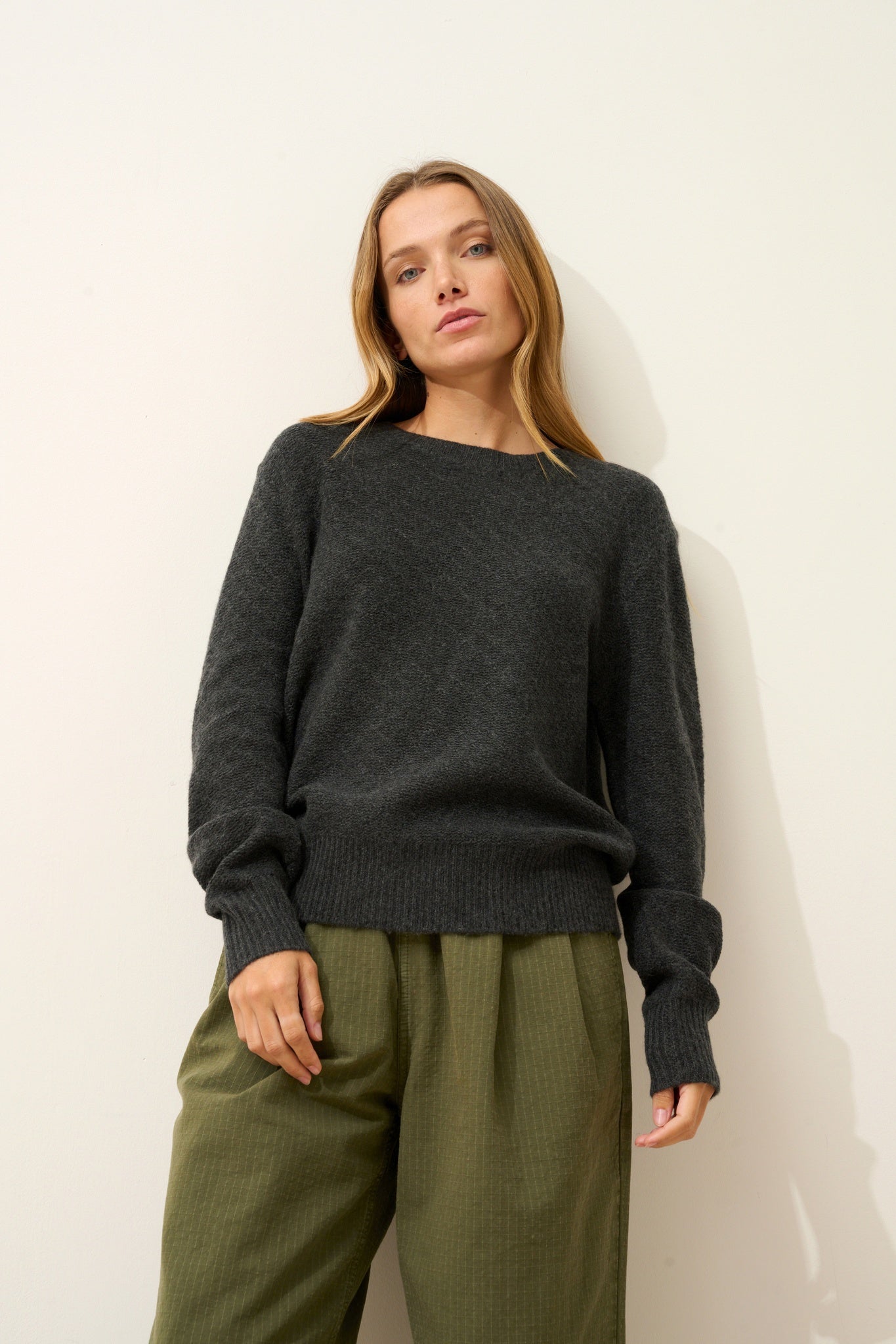 CETAN pull col rond carbone chiné