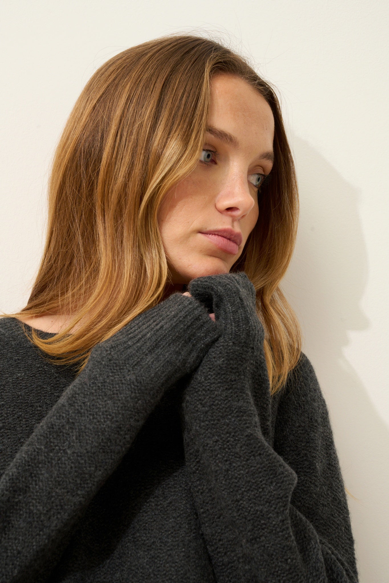 CETAN pull col rond carbone chiné