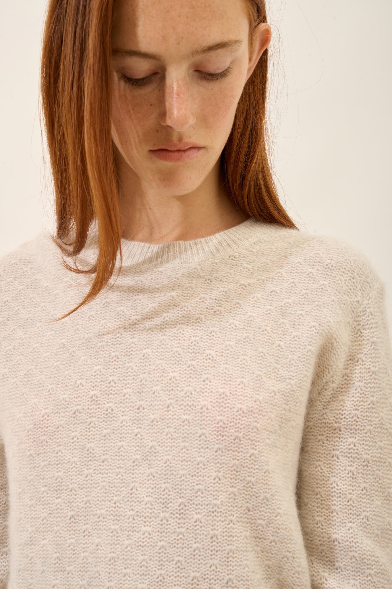 CETAN pull col rond gris perle chiné