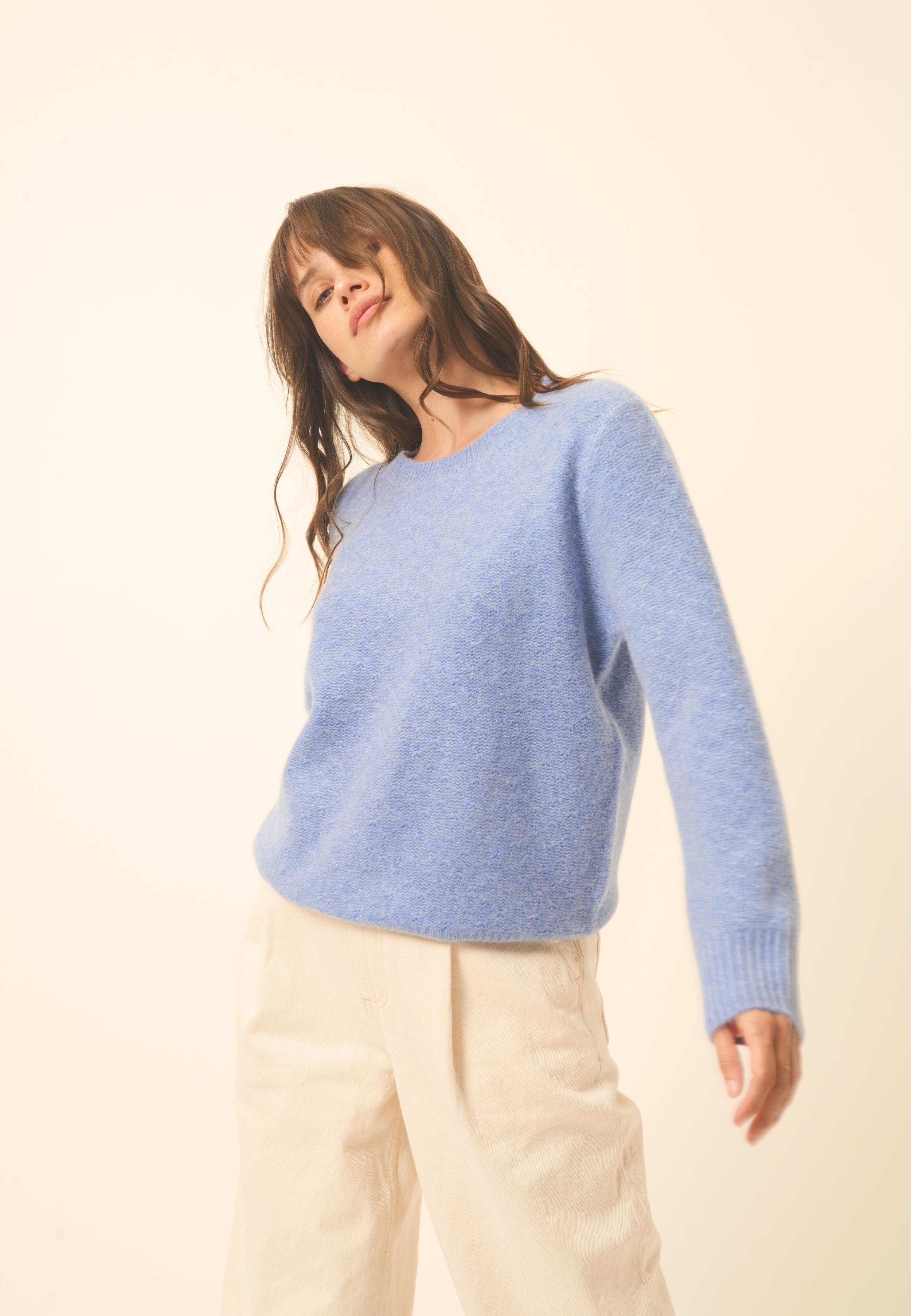 CETAN round-neck sweater sky mottled