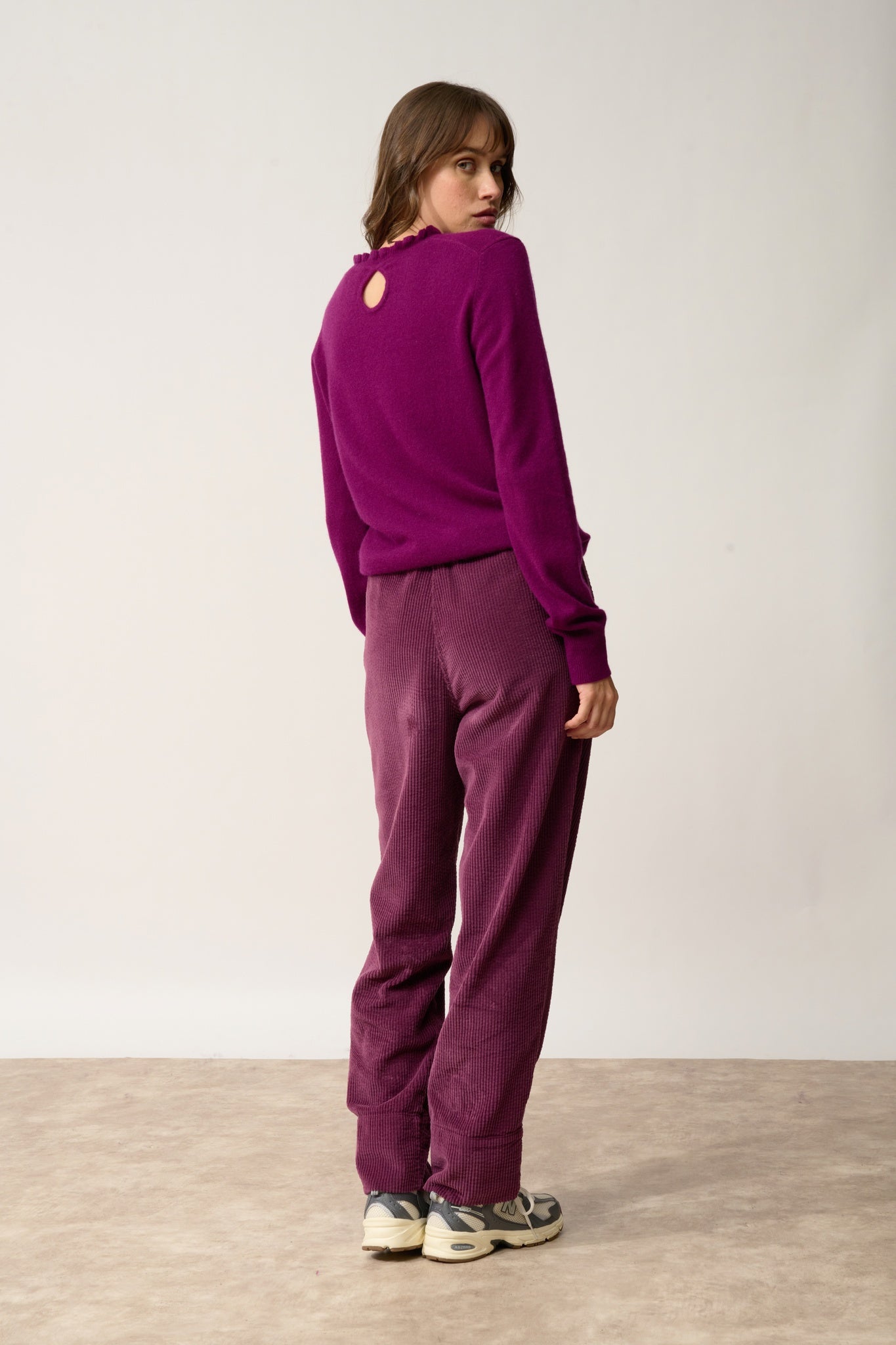 CHARLIE pull col montant prune