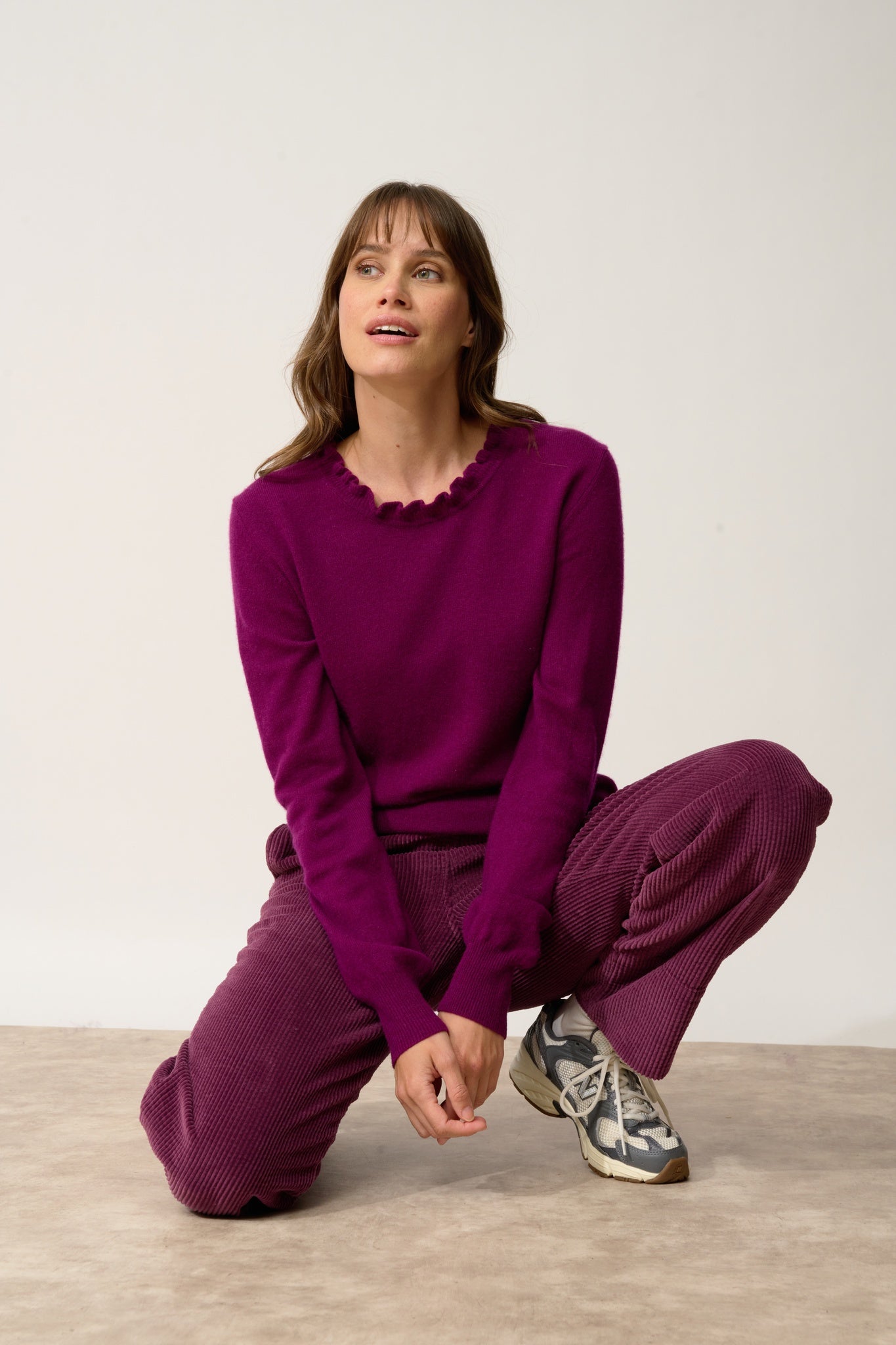 CHARLIE pull col montant prune