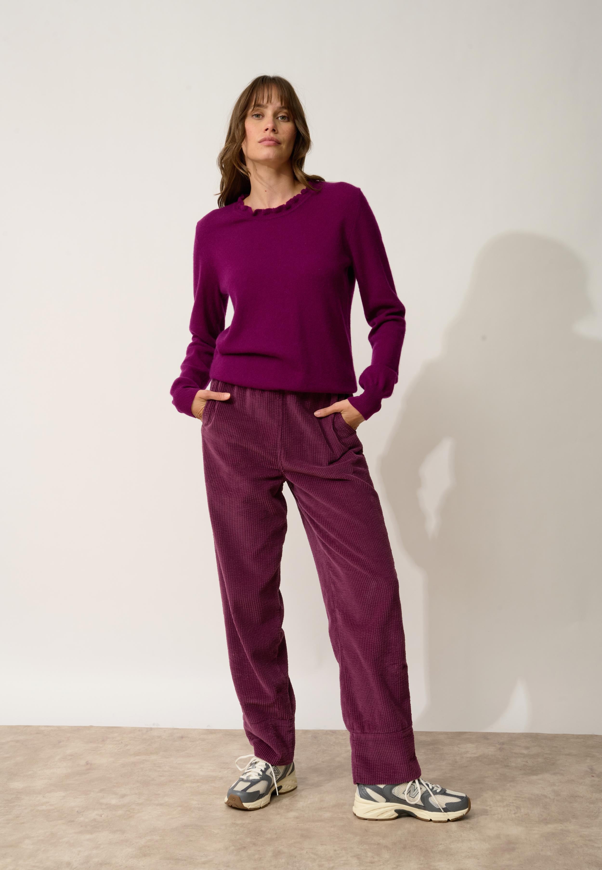 CHARLIE pull col montant prune