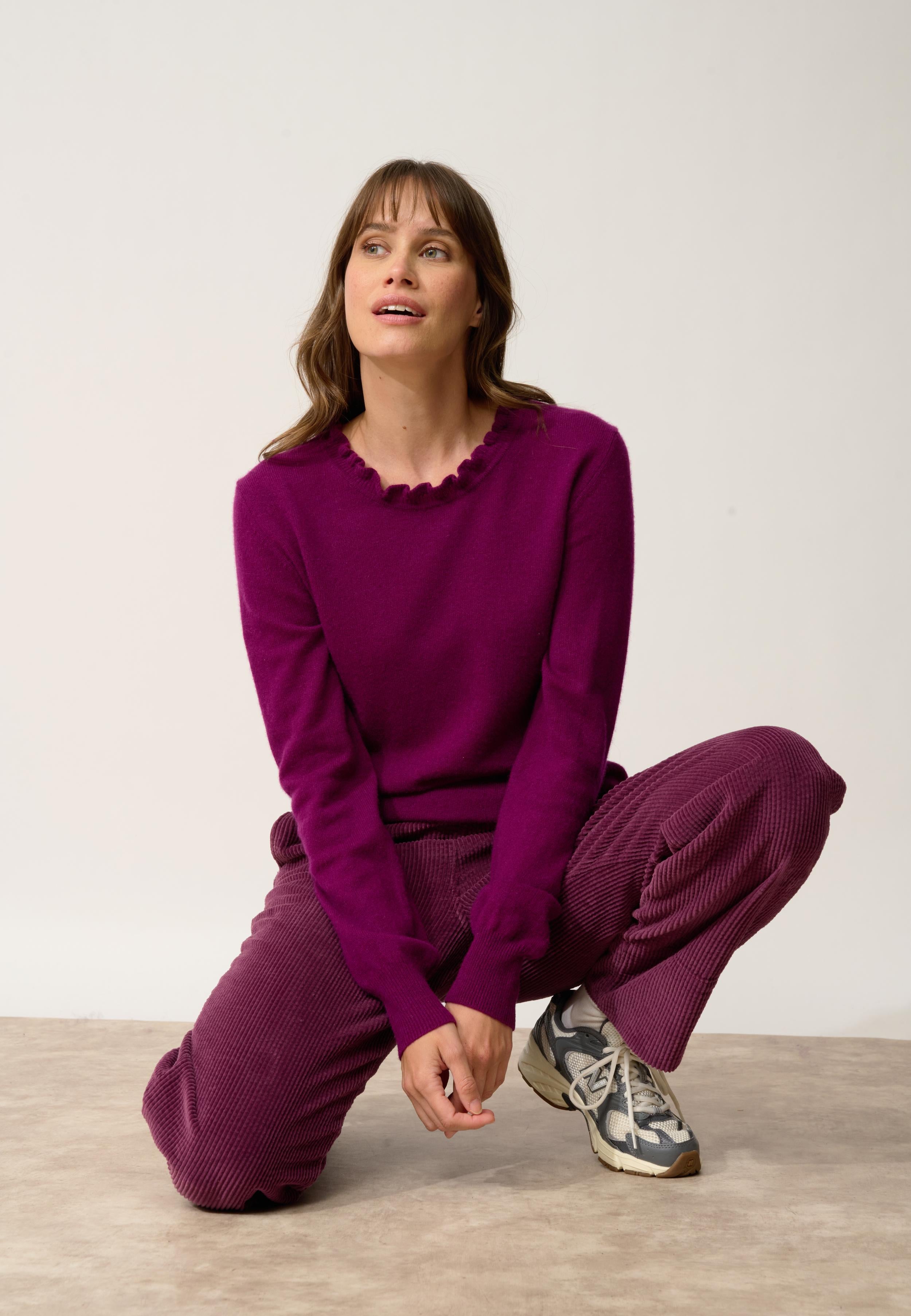 CHARLIE pull col montant prune
