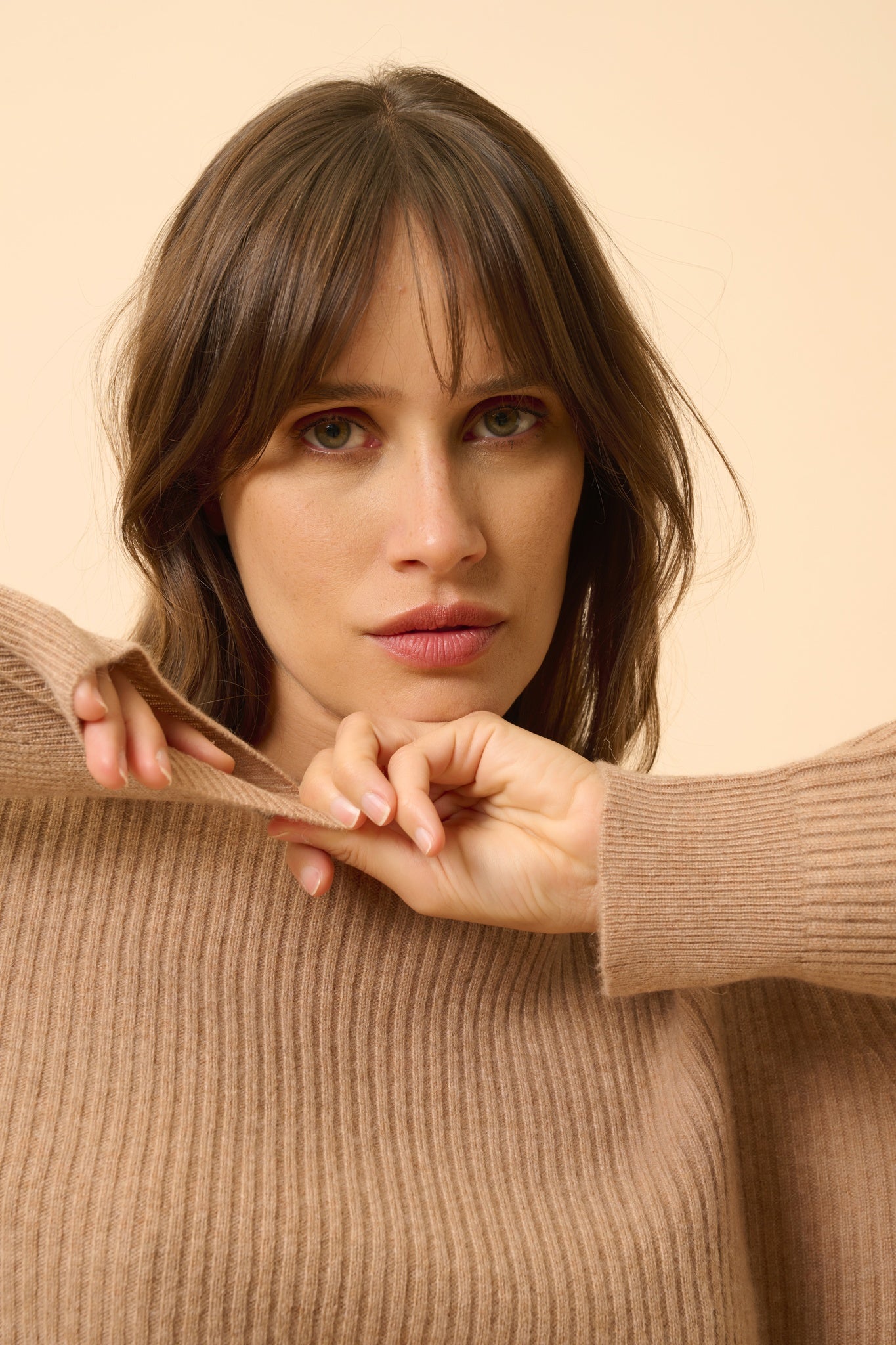 CHARLINE round-neck sweater camel mottled