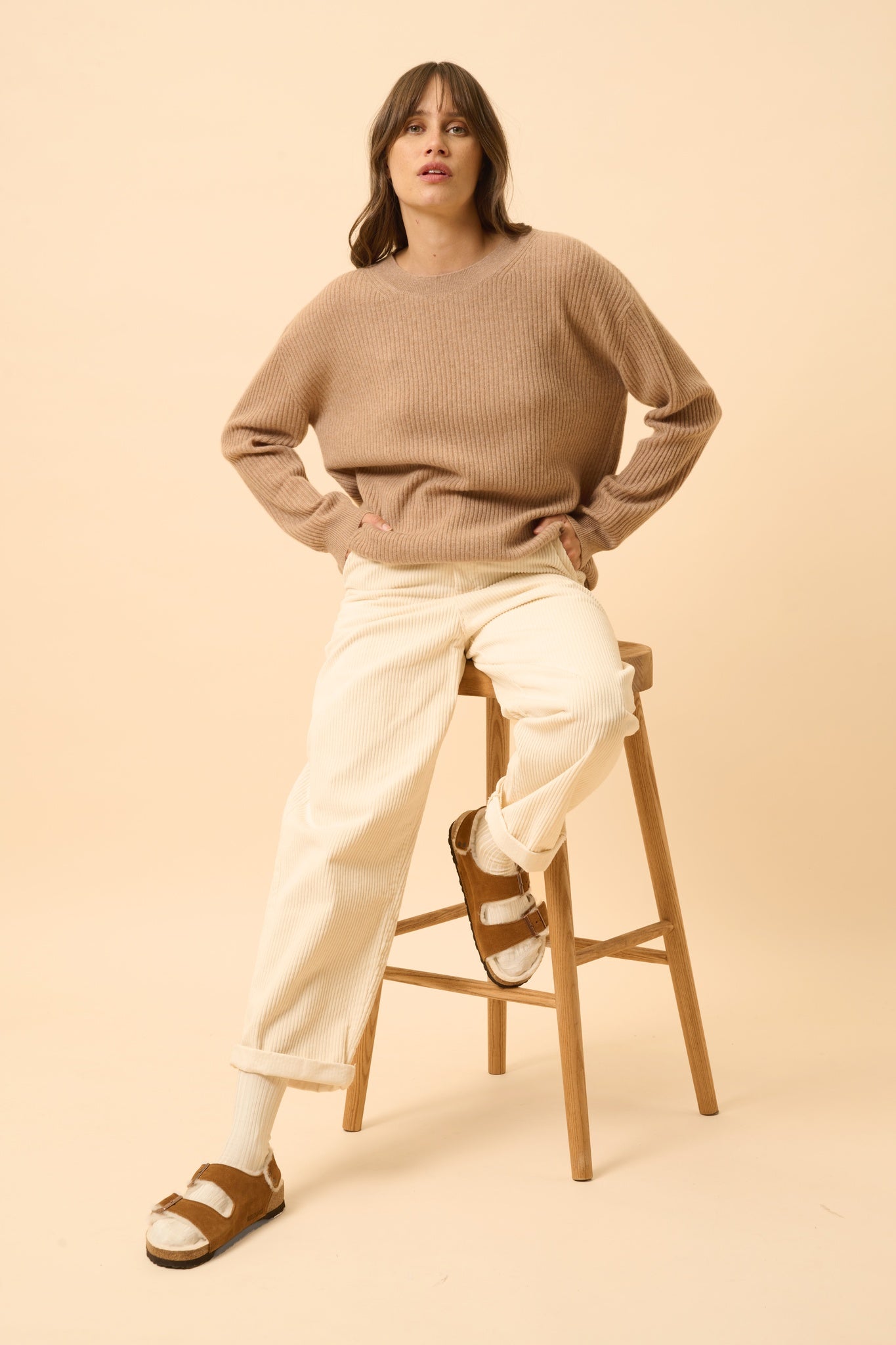 CHARLINE round-neck sweater camel mottled