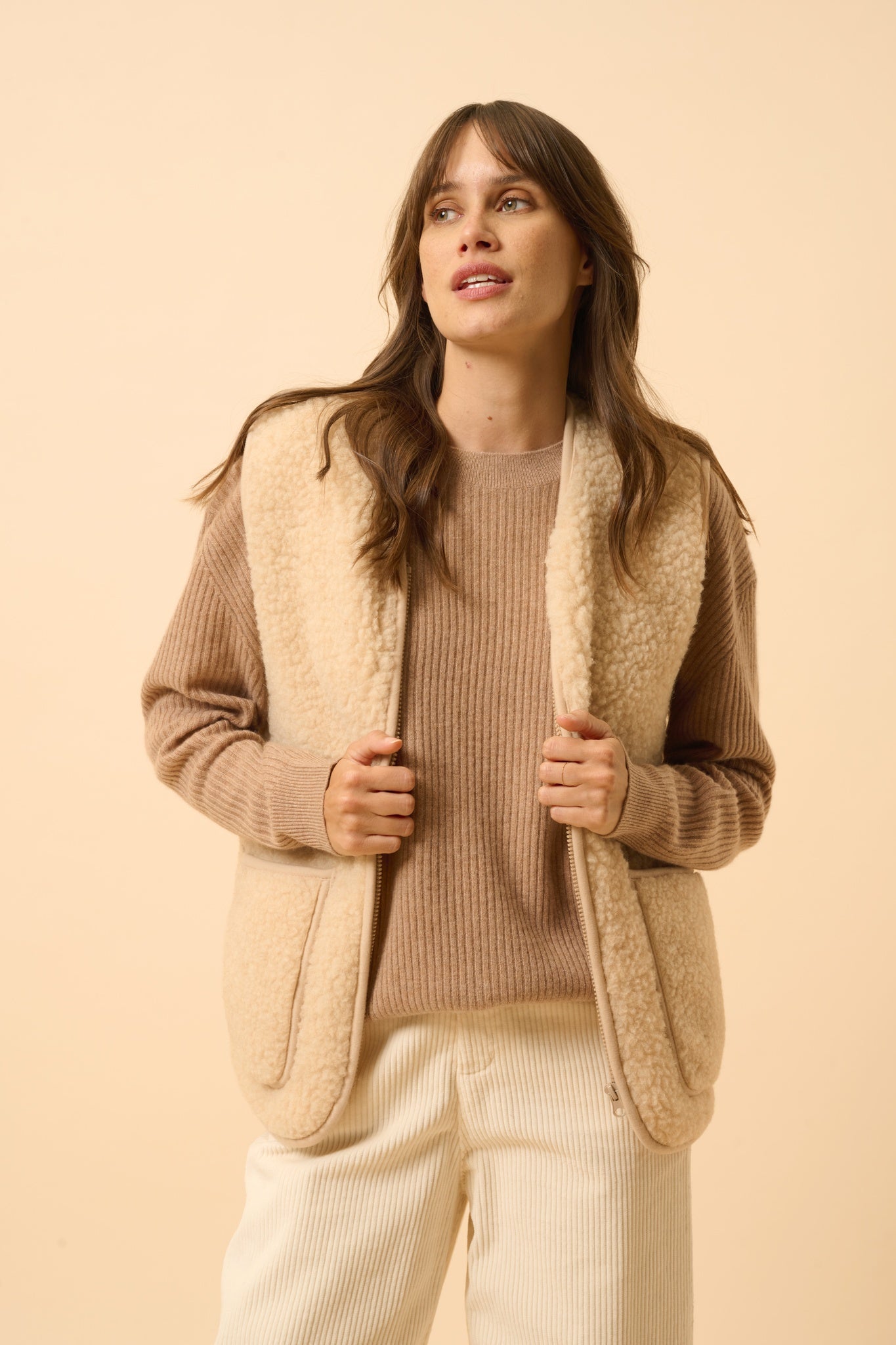 CHARLINE round-neck sweater camel mottled