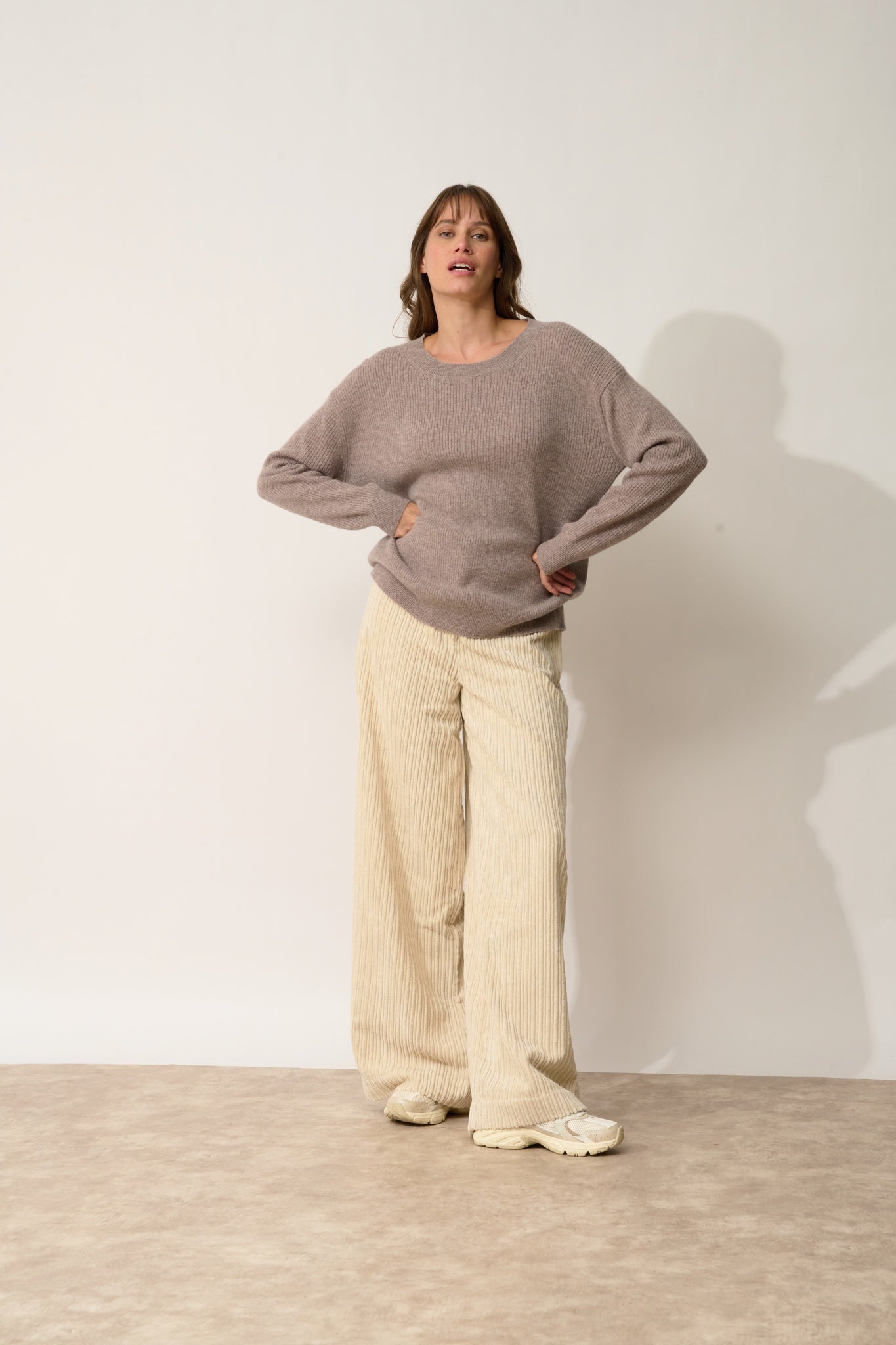 CHARLINE round neck sweater in mottled caribou