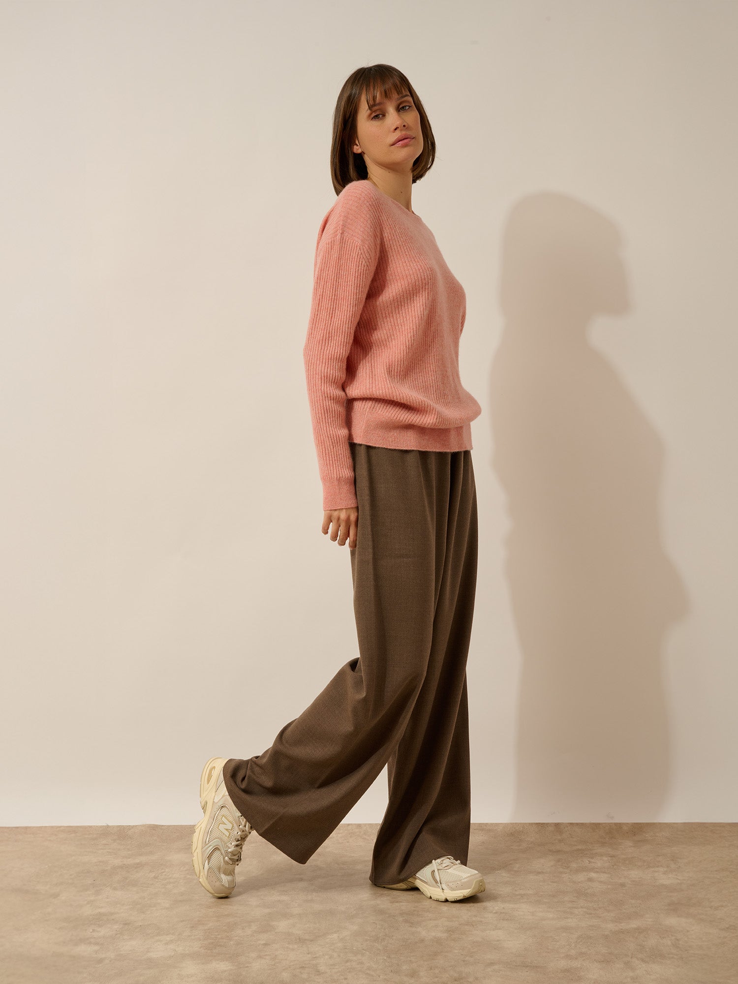 CHARLINE pull col rond corail chiné