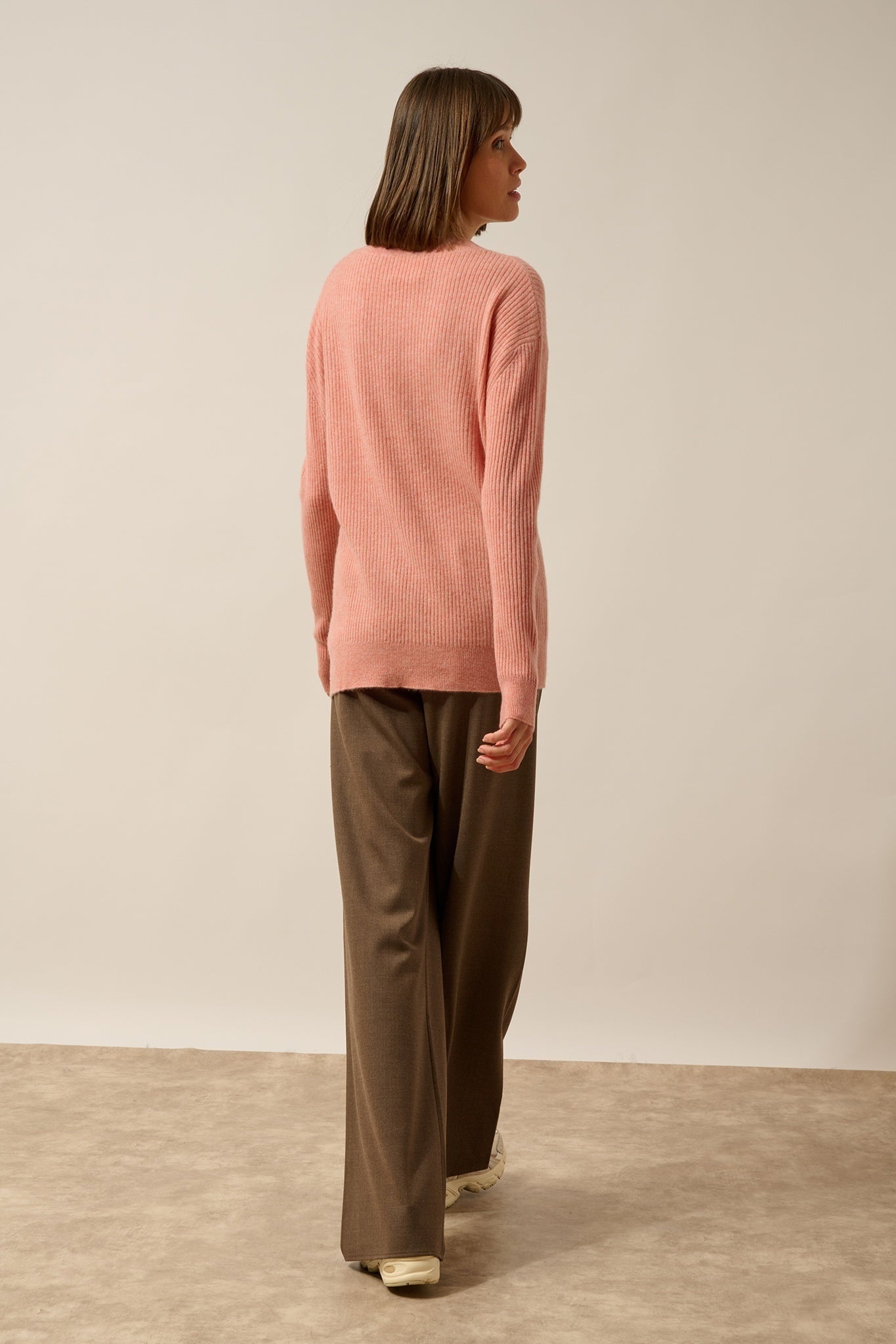 CHARLINE pull col rond corail chiné